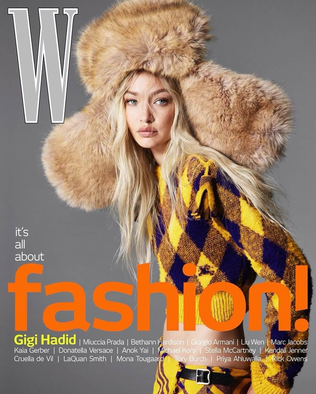 ジジ・ハディッドのインスタグラム：「Good Morning Fashion Month ! @wmag September Issue by some 💛s of mine @mertalas @marieameliesauve @stephane_marais_officiali @hiromi_ueda — big thanks to my sweet bud, the boss @saramoonves 🌻🌻🌻」