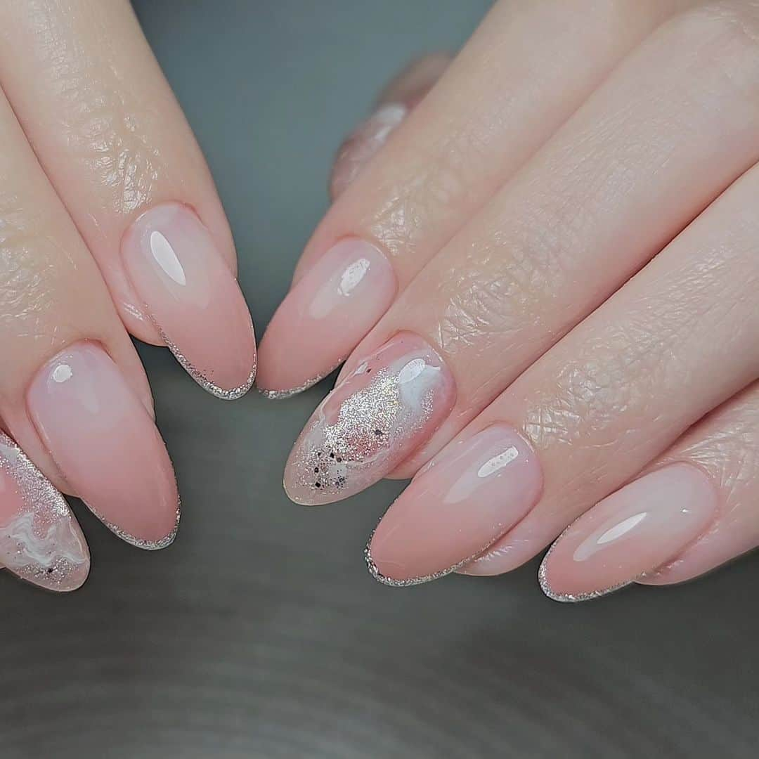 Yingさんのインスタグラム写真 - (YingInstagram)「Base colour: Didier Fiber Base Milky Pink Ombre: PREGEL Pale Almond Cateye: Ruyiya MIDDLE Luxury Glacier Cateye CG03 Marble: PREGEL Base White, French White  Shop: www.nailwonderland.com @nailwonderlandsg」9月8日 18時35分 - nailartexpress