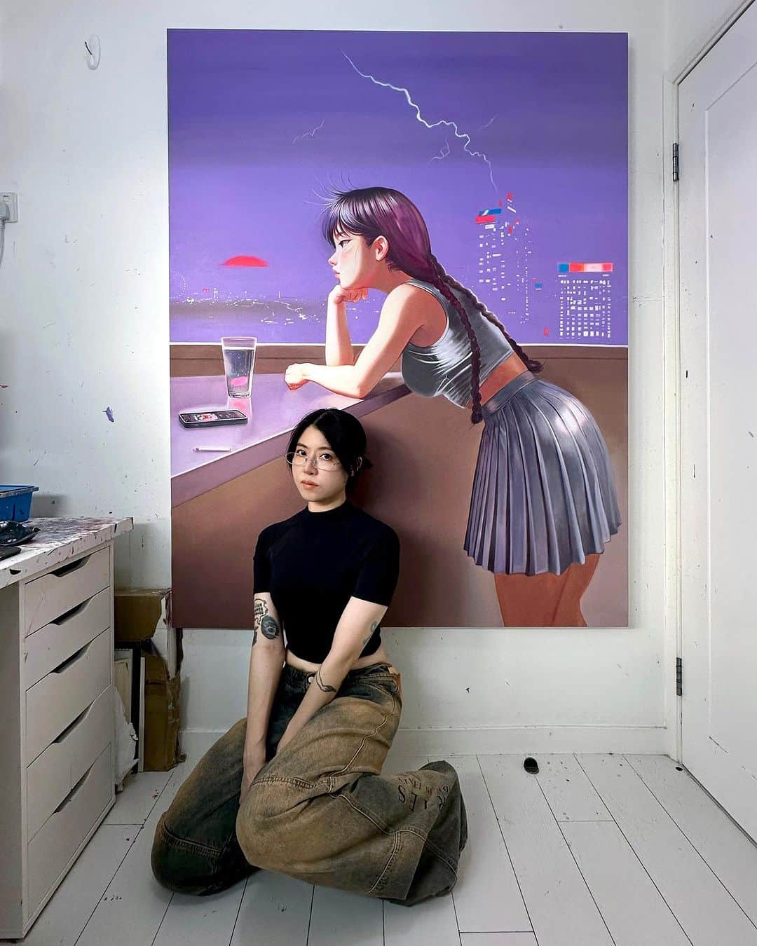 門小雷のインスタグラム：「𝐓𝐡𝐞 𝐁𝐢𝐫𝐭𝐡 𝐎𝐟 𝐀𝐧 𝐈𝐝𝐞𝐚 (2023) Acrylic on canvas 135 x 175 cm」
