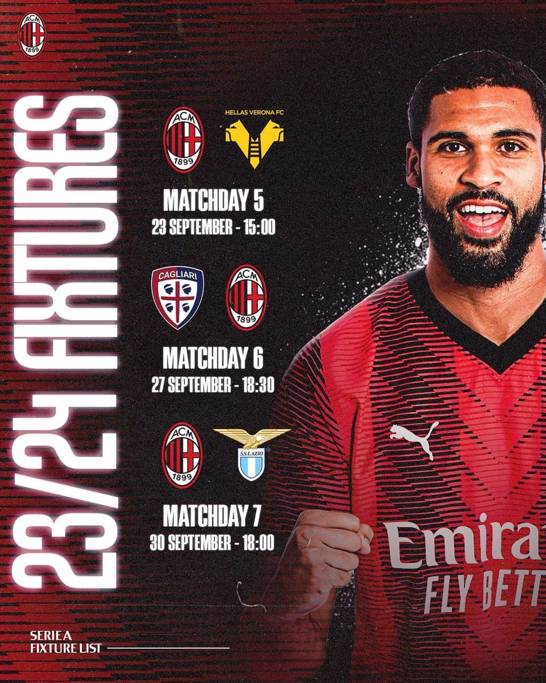 ACミランさんのインスタグラム写真 - (ACミランInstagram)「🗓️ The dates and times of #SerieATIM Matchdays 5 to 19 ✅  #SempreMilan」9月7日 2時57分 - acmilan