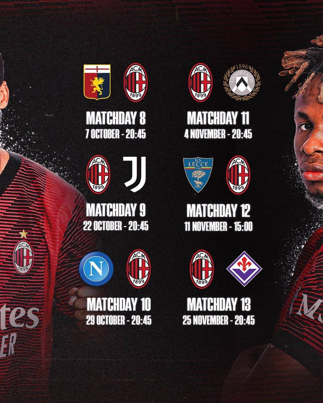 ACミランさんのインスタグラム写真 - (ACミランInstagram)「🗓️ The dates and times of #SerieATIM Matchdays 5 to 19 ✅  #SempreMilan」9月7日 2時57分 - acmilan