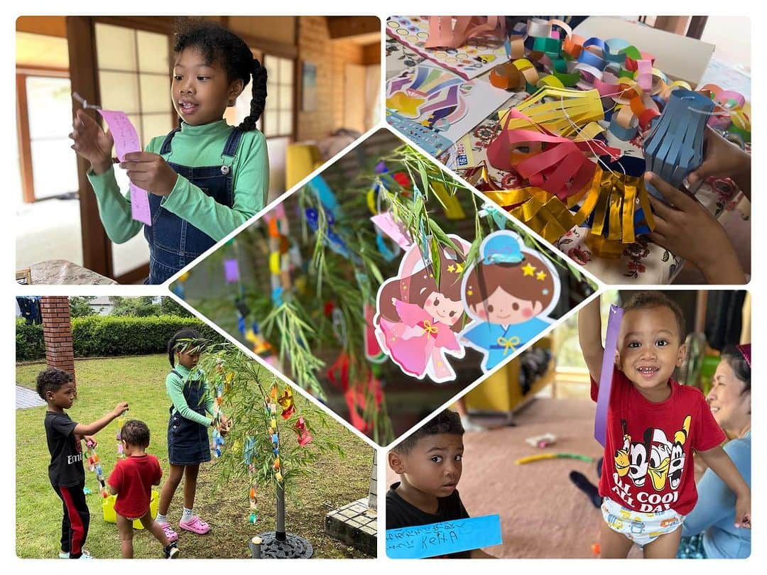 中鉢明子のインスタグラム：「🇯🇵🎋[July 7th] #七夕 #TANABATA  We write our wishes on a strip of paper and hang it on a bamboo branch. #StarFestival #Japanese #traditional #summersmemories #夏休み #思い出 #子育て」