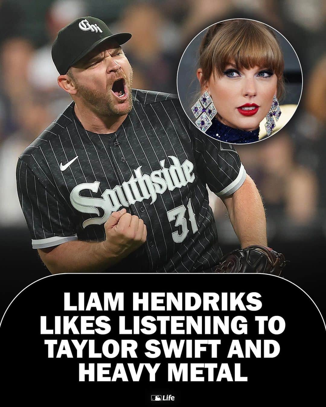 シカゴ・ホワイトソックスのインスタグラム：「What do you think his favorite T-Swift song is? 👀  #TaylorSwift #WhiteSox #MLB #Baseball」
