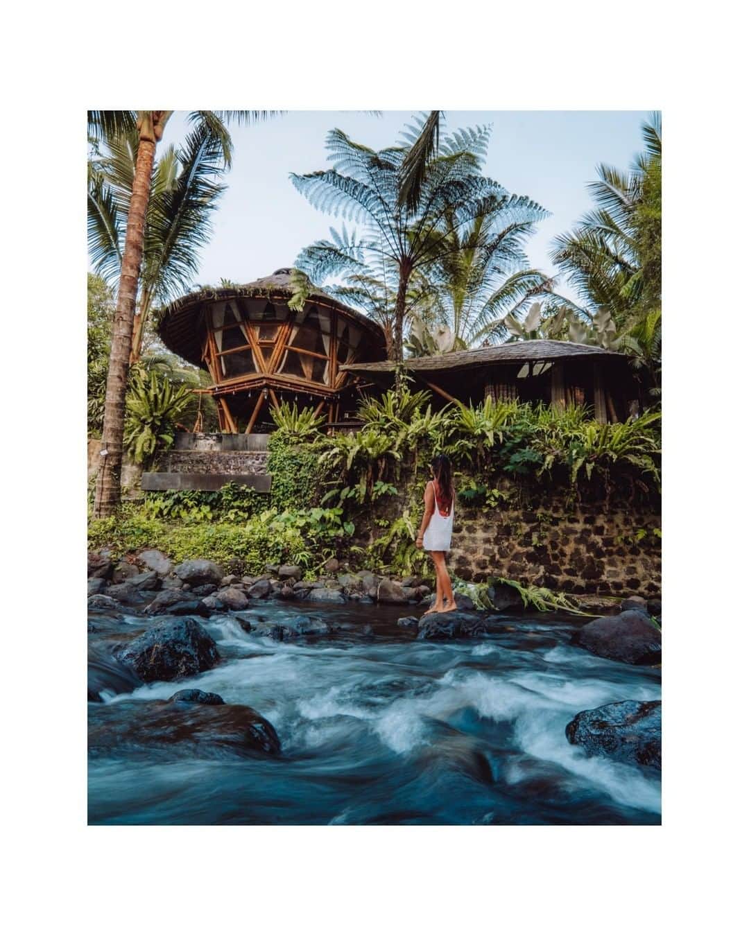 Airbnbのインスタグラム：「River views ✅ Bamboo architecture ✅ Jacuzzi pool ✅  🏡 Hideout Beehive 📍 Selat, Bali 📷 Repost from @roamtobewild」