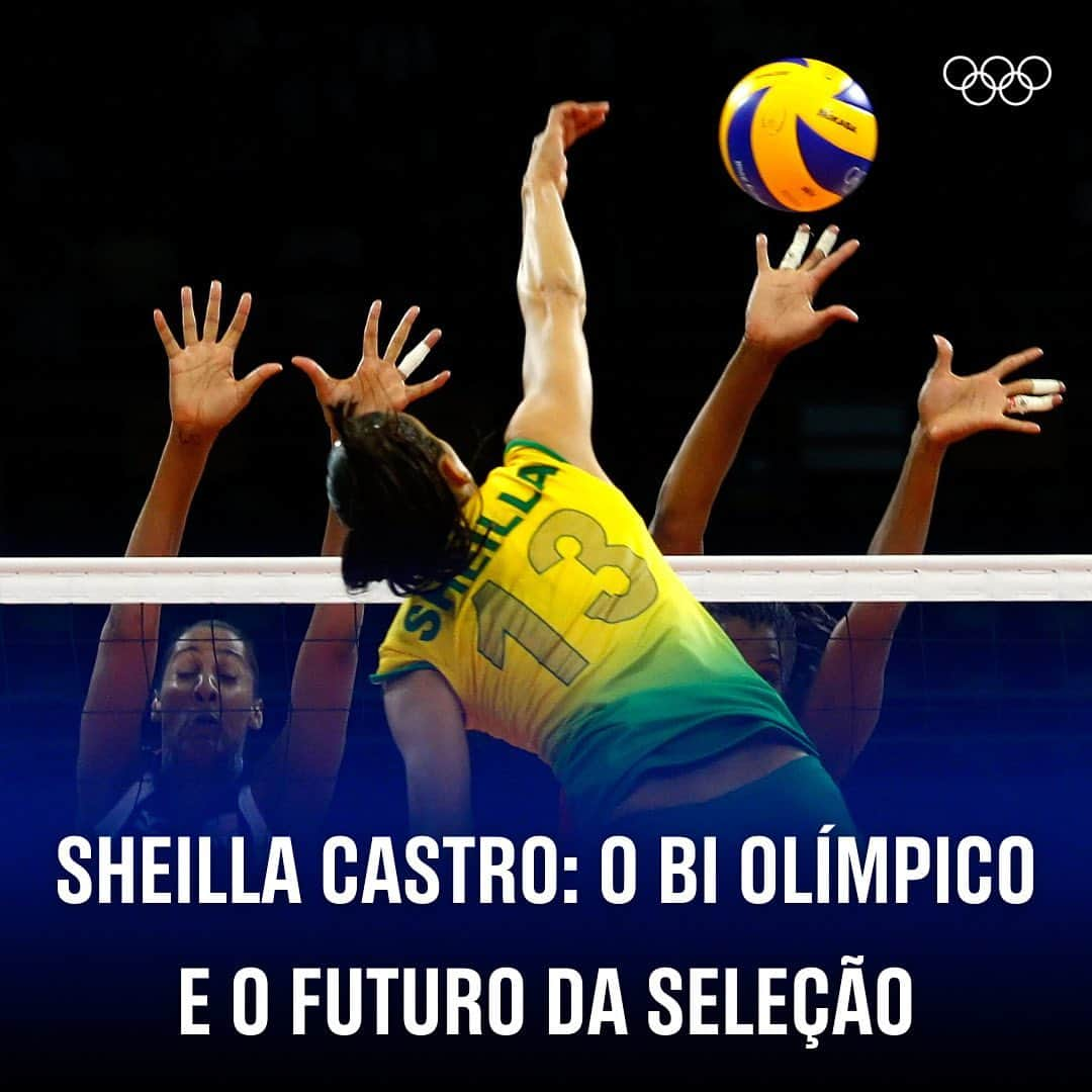 シェイラ・カストロのインスタグラム：「“Nem ferrando que eu vou sentir essa dor de novo. Esse jogo é nosso.” 🏐🔥  Sheilla falou ao podcast Olympics.com sobre seu novo papel na Seleção Feminina de Vôlei e as medalhas de ouro nos Jogos Olímpicos, inclusive sobre aquele jogo em Londres 2012! 👀 O link está nos stories!」