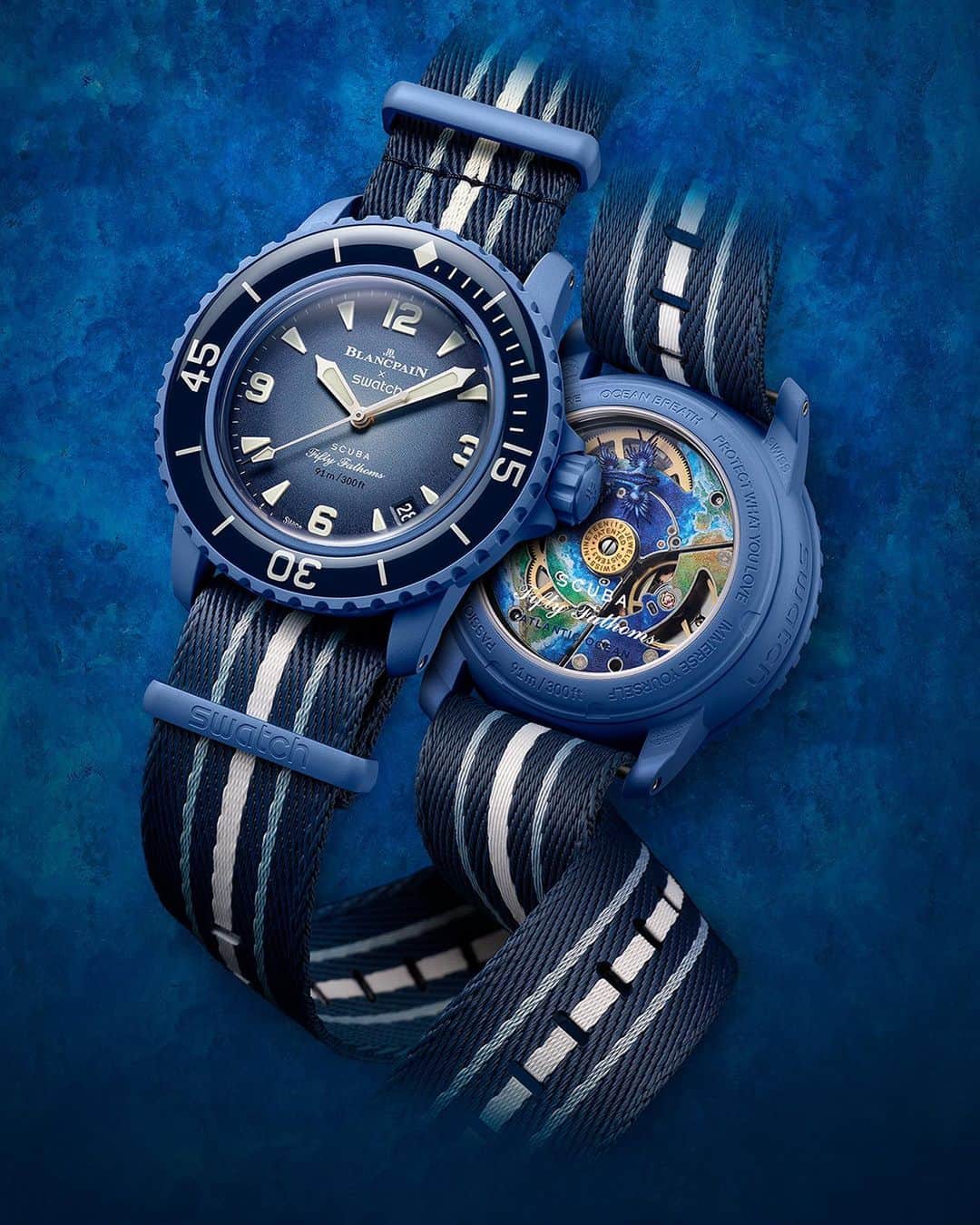 Swatchさんのインスタグラム写真 - (SwatchInstagram)「Swatch honors Blancpain's legendary Fifty Fathoms with the release of five new models, all while staying true to itself in a fun, playful way. Named Bioceramic Scuba Fifty Fathoms, the collection faithfully reproduces all the Fifty Fathoms hallmarks, such as superior water resistance, outstanding legibility, mechanical movement, secured rotating bezel, and anti-magnetic protection. Each watch is inspired by the deep seas and named after one of the blue planet’s five Oceans: ARCTIC OCEAN, PACIFIC OCEAN, ATLANTIC OCEAN, INDIAN OCEAN and ANTARCTIC OCEAN.   #ScubaFiftyFathoms #BlancpainxSwatch #Swatch」9月7日 7時15分 - swatch