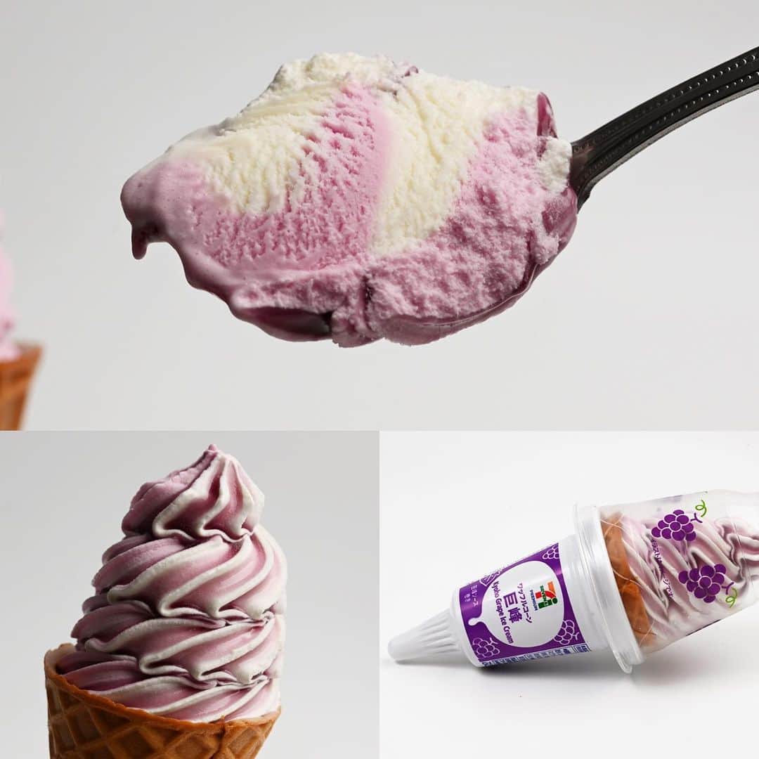 アイスマン福留のインスタグラム：「7プレミアム ワッフルコーン新作は、秋の味覚 巨峰!!!🍇✨フルーティーな巨峰アイスとまろやかなミルクアイスの2種類をミックスし、濃厚＆ジューシーな巨峰ソースと一緒に巻き上げた贅沢な味！ぶどう好きの方はお近くのセブンイレブン、またはセブン＆アイス系列店舗で探してみてください😉 🍇🍇🍇🍇🍇🍇🍇 セブンプレミアム『ワッフルコーン 巨峰』  #巨峰 #セブンプレミアム #ぶどう #巨峰アイス #ミルクアイス #巨峰ソース #セブンイレブン #アイスマニア #アイスマン福留 #icecream #JapaneseIceCream #icecreamlover #icecreamtime #icecreamday #icecreamlove #icecreamporn #JapaneseIceCream #foodporn #foodie #instafood #foodstagram #yummy #yum #delicious #foodphotography」