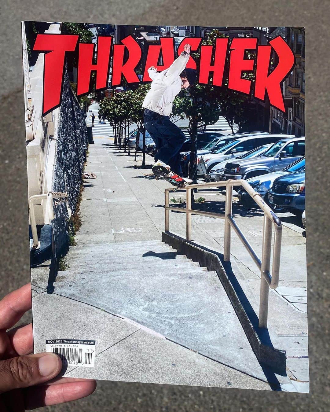 スラッシャーのインスタグラム：「🌁 @milessilvas fs crook into the steep slabs of Mason Street ⛰️ 📸 @danz」