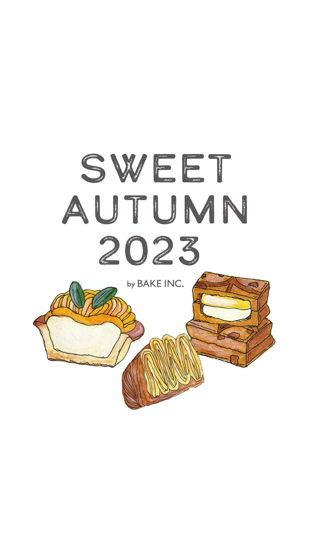 BAKE CHEESE TART OFFICIALのインスタグラム：「📷第3弾ライブ配信✨ SWEET AUTUMN 2023 by BAKE INC.  秋にリリースする新商品をご紹介しました🎤 皆様ご視聴ありがとうございました！  やってほしい企画やご質問など、コメントお待ちしております📝  Thumbnail designed by @namiamano_   #ライブ配信 #BAKECHEESETART #PRESSBUTTERSAND #RINGO」