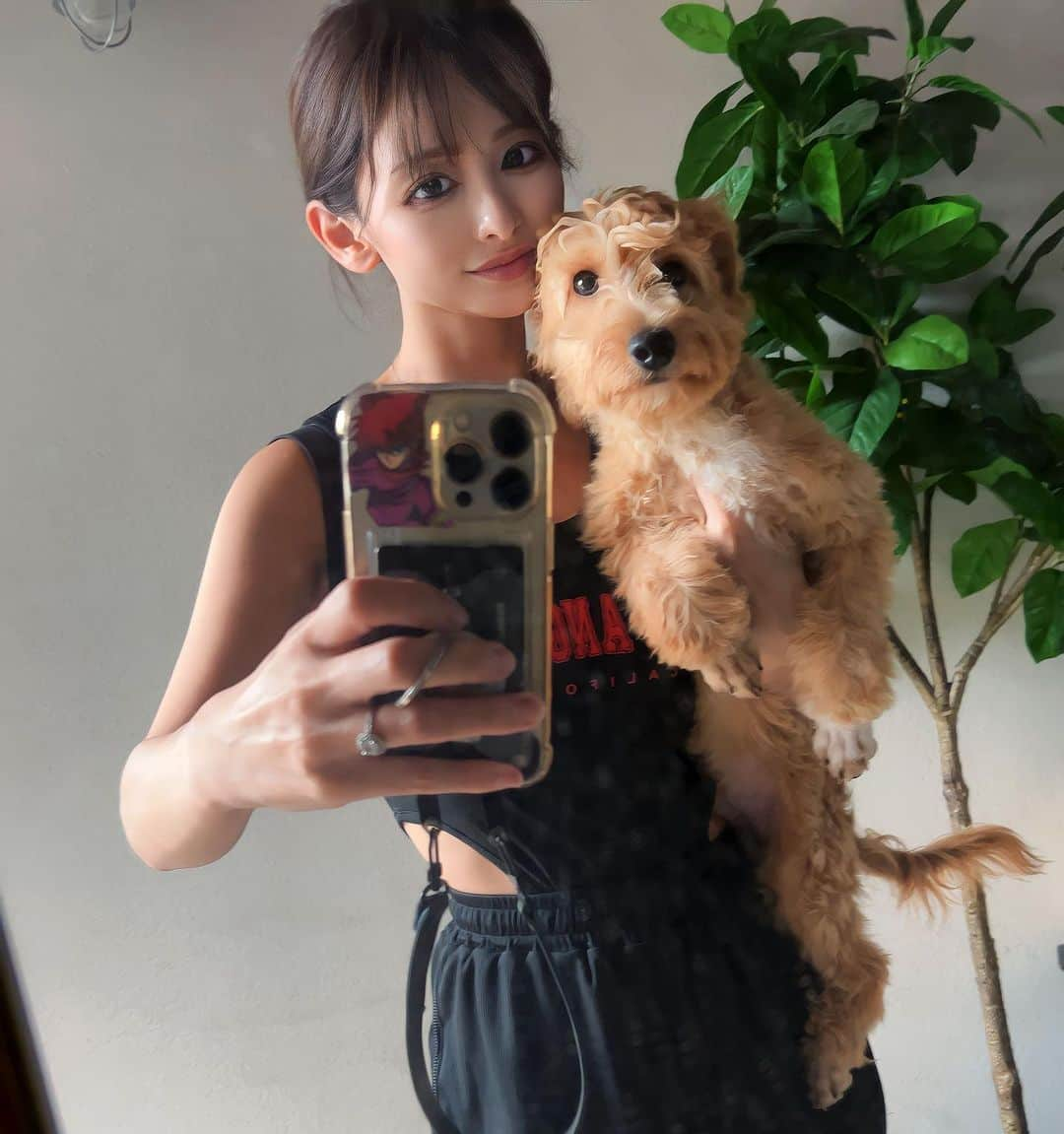 神子島みかのインスタグラム：「. ぷうたろぴ🐕  気づけば両親の体重を越えていた 生後5ヶ月です。 目指せ大型犬！  #チワプー #チワワ要素なし #ダップー#疑惑 #家着 #アラフォーママ」