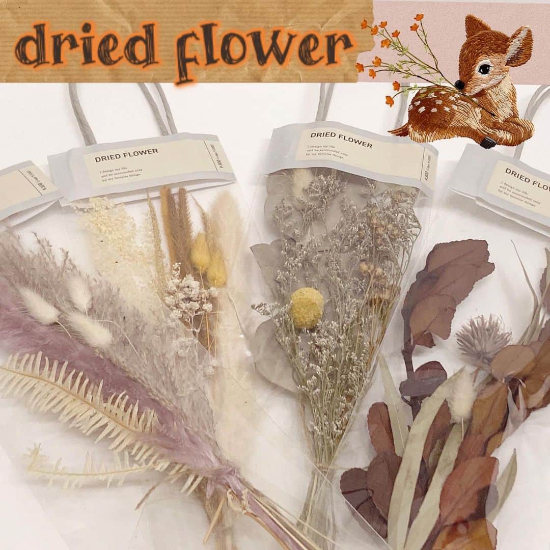 3COINS lN LUMINEのインスタグラム：「・ こんにちは🎀ルミネエスト新宿店です🐈  本日は【Autumn Flowers💐】のご紹介です。  ⚪️ドライフラワーMIX カラー:パープル/ベージュ/イエロー/ブラウン ¥300(税込¥330) ⚪️ポプリ カラー:イエロー/ライトピンク ¥300(税込¥330)  花の香りと花々に癒されて、一足先に秋を楽しんでください🦔  是非店頭にてご覧下さいませ✨️ 皆様のご来店お待ちしております。 ・ 店舗によって在庫状況が異なりますので、ご注意ください。 ・ お電話での在庫確認も行っておりますので、ご利用くださいませ📞 ・ ルミネエスト新宿は営業時間を変更しております。 平日:11:00〜21:00 土日祝:10:30〜21:00 (一部営業時間が異なるショップもございます)  #3coins #スリーコインズ #スリコ #ドライフラワー#ポプリ #flowers #autumn #インテリア」