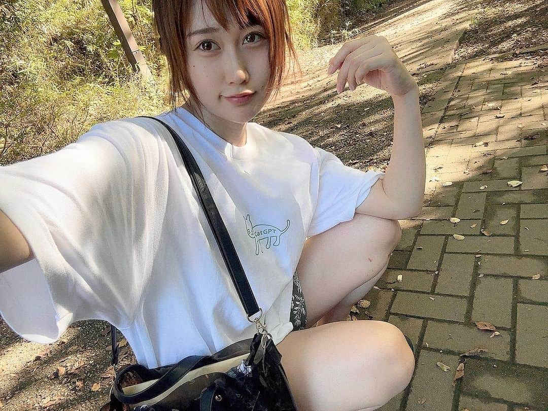 釘町みやびのインスタグラム：「🌿.∘  おっさんぽ！おっさんぽ！ やっと少しずつ涼しくなってきたね〜☺️ でもまだ汗かくので、Tシャツ多め✌🏻  今日のお散歩Tシャツは 5.6オンスヘビーウェイトの、 透けにくい厚手オリジナルTシャツ✨ CatGPTのネコロゴ付きです🐈  猫ちゃん好きにはたまらん可愛さ！♡♡ デカ着したかったのでサイズはXLにしたよ☺️  透けにくいからキャミとかなくそのままパッ！と着れるし なによりシンプル可愛い〜🥰  猫好きTシャツ好きさん必見です✌🏻💗  (最後神々しく撮れた！笑)  ． ．  PR @tktkonzern #オリジナルtシャツ  #ロゴt  #猫t  #猫tシャツ  #プリントtシャツ  #アパレル通販  #ゆるt  #ゆるかわ  #猫好き  #tシャツコーデ  #カジュアルコーデ  #cat  #catlover  #casualstyle  #fashion」