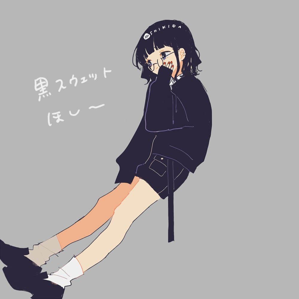 色田のインスタグラム：「黒スウェット欲しいらくがき  #illustration #art #イラスト #イラストレーター #イラストレーション #いらすとぐらむ」