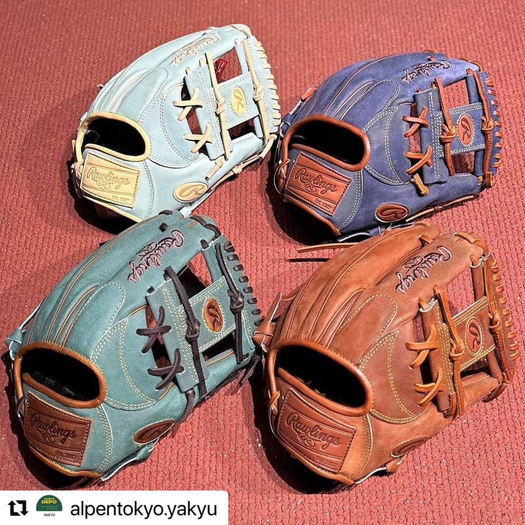 Rawlings Japanさんのインスタグラム写真 - (Rawlings JapanInstagram)「#Repost @alpentokyo.yakyu with @use.repost ・・・ 【ローリングス限定軟式グラブ⚾️】  今年のオールスターゲームにてTeam Rawlingsの選手が使用しているジーンズデザインの限定グラブが入荷致しました✨   レザーをジーンズ調に加工し、デザインに合わせた限定レザーパッチ使用となっております✨  気になる方は是非ご来店お待ちしております🤗  商品選びから様々な加工まで、  あらゆるご相談にお応えします。  ￣￣￣￣￣￣￣￣￣￣￣￣￣￣￣￣￣￣￣￣  📍スポーツデポフラッグシップストア新宿店 東京都新宿区新宿３丁目23-7 ユニカビル 「Alpen TOKYO」B2F 🕙 平日11:00-22:00 土日祝10:00-22:00  ￣￣￣￣￣￣￣￣￣￣￣￣￣￣￣￣￣￣￣￣ #AlpenTOKYO #Alpentokyo野球 #baseball#スポーツデポ #野球#ベースボール#野球グローブ#グローブ#硬式グラブ#軟式グラブ#グラブ型付け#湯もみ#野球道具#野球用品#野球好き#野球好きな人と繋がりたい#草野球#社会人野球#大学野球#野球部#プロ野球選手#野球ファン#グローブ手入れ#プロ野球#ローリングス#内野手用グラブ #rawlings#rawlingsglove#RGGC @rawlings_japan_llc」9月7日 13時07分 - rawlings_japan_llc