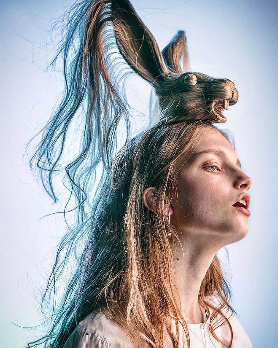 小西神士のインスタグラム：「Hair & Makeup by @shonji_konishi Photography by takashi chishiki . . . #hairsculpture #haircreation #rabbit #hairart #hairmagazine #hairblog @lejournalmagazine @hair_slayerz @esteticarussia」