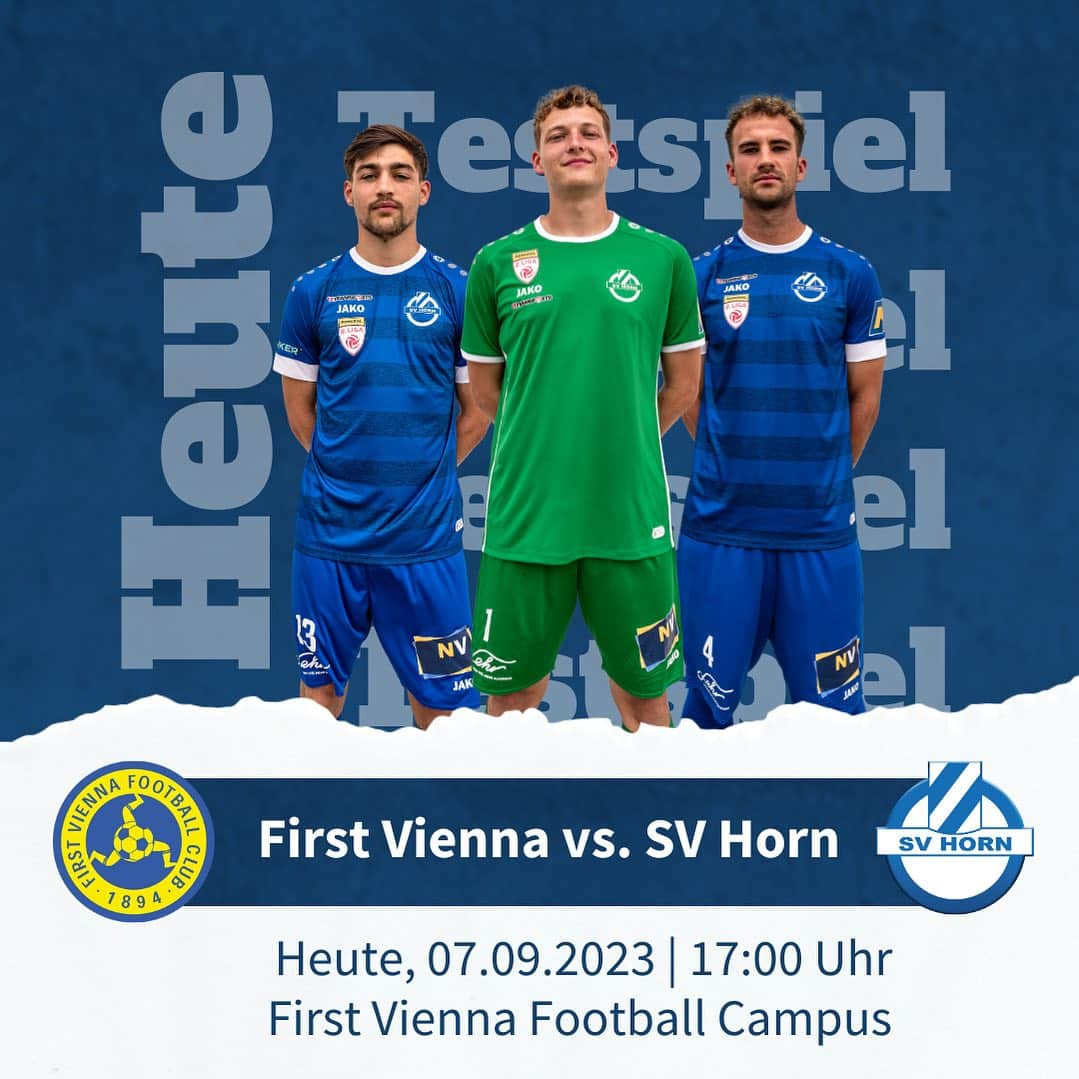 SVホルンのインスタグラム：「▶️ Testspiel  🗓️ Heute, 07.09.2023 🕕 17:00 Uhr  🆚 First Vienna FC 1894 🏟️ First Vienna Football Campus 🆓 Eintritt ist frei  Be part of it.🫶🏼   #aufgeht #admiralligazwa #letsgo #testspiel #greifenan #wirschaffendas #zusammenhalten #kommtinsstadion #svhornfamilie #leidenschaftfussball #sportlandnoe #bepartofit」