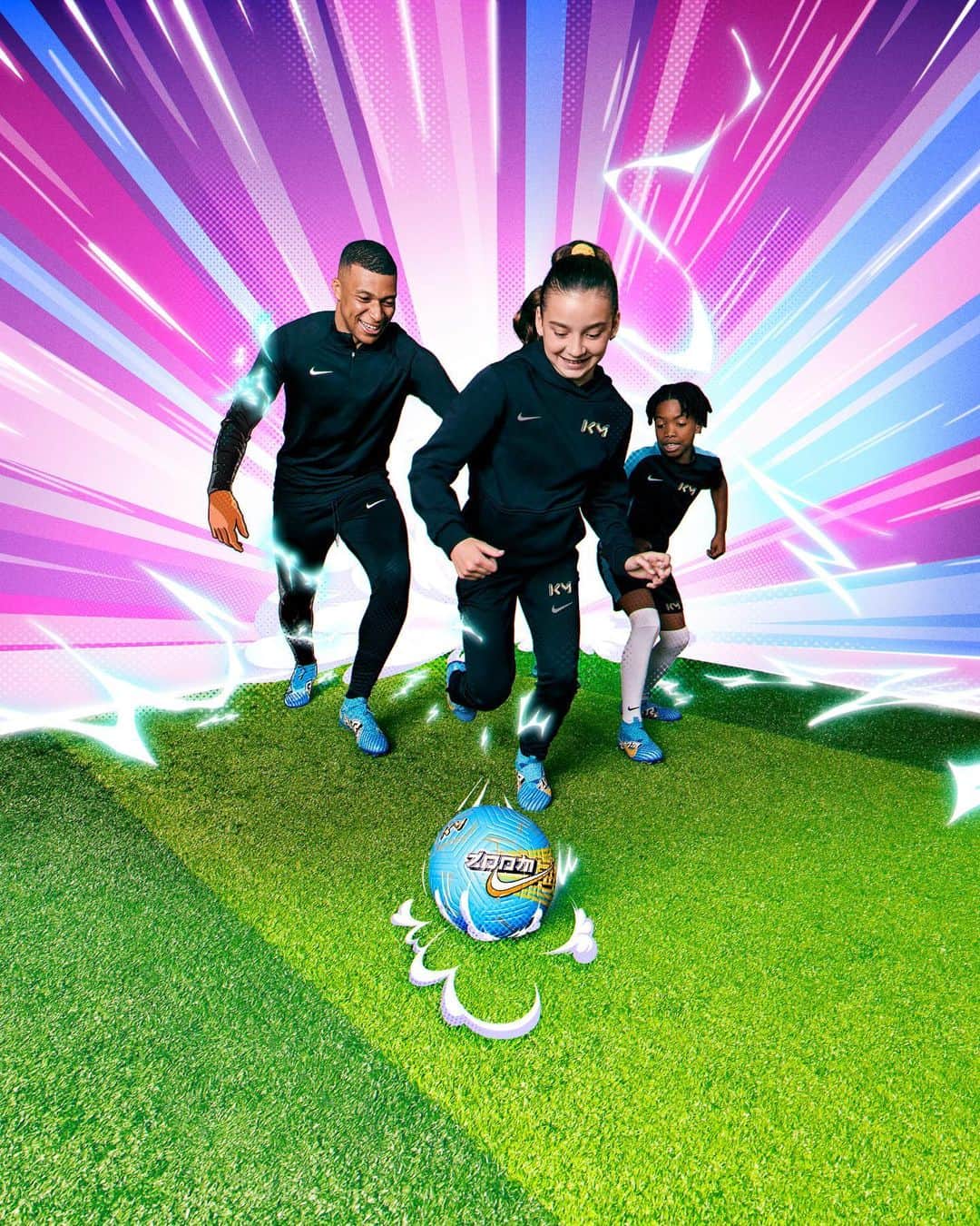 ナイキフットボールのインスタグラム：「Step into unreal speed with the @k.mbappe Mercurial collection - Now available for young ballers.   #Mercurial #NikeFootball」