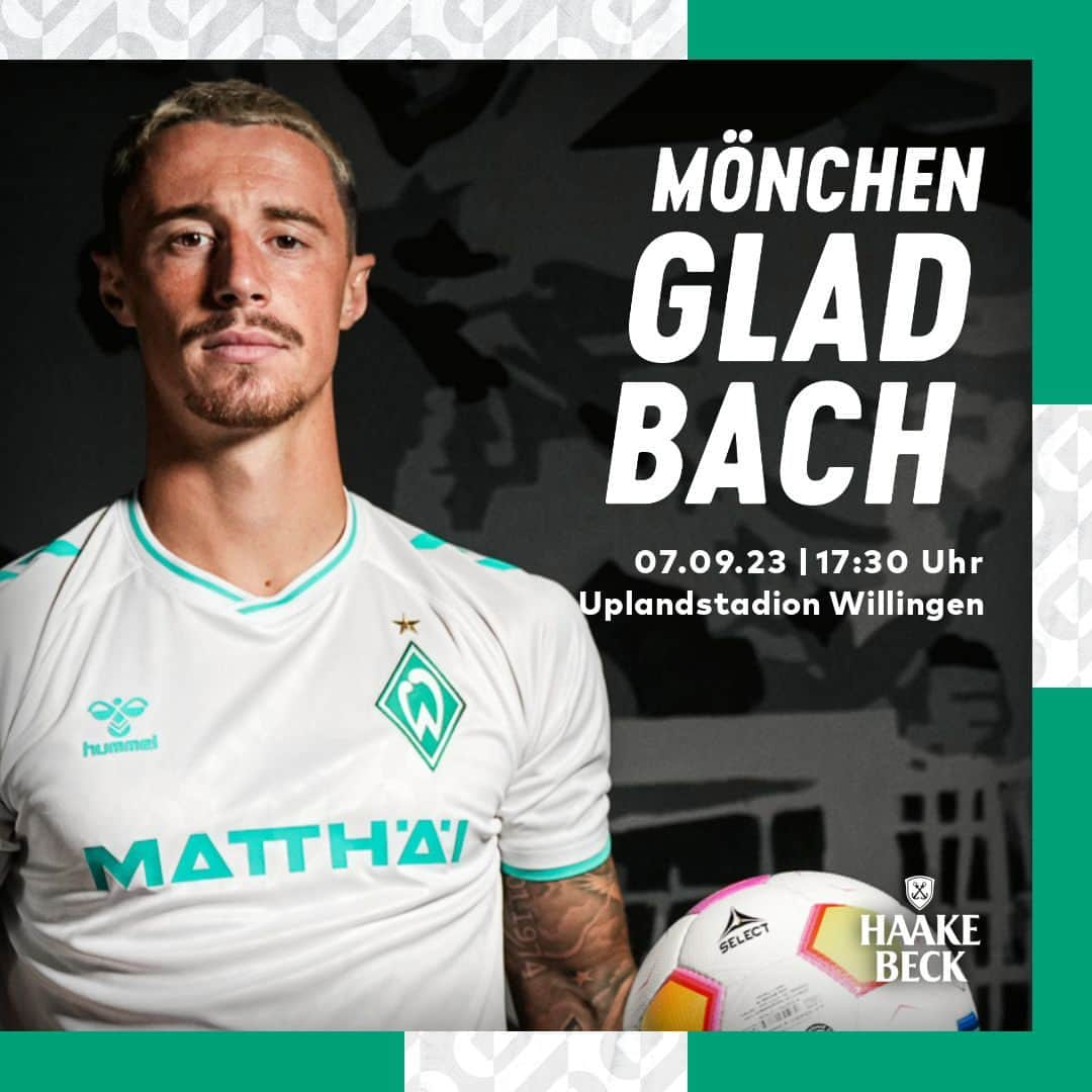 ヴェルダー・ブレーメンのインスタグラム：「Testspieltach! 💚🤍  Um 17.30 Uhr testen wir im Uplandstadion Willingen gegen die @borussia. 💪  Dank unseres Partners Werder Strom wird das Spiel live und kostenlos auf YouTube übertragen! 👏 _______ #werder #bremen #svw #llgw #bmgsvw #matchday #testspiel」