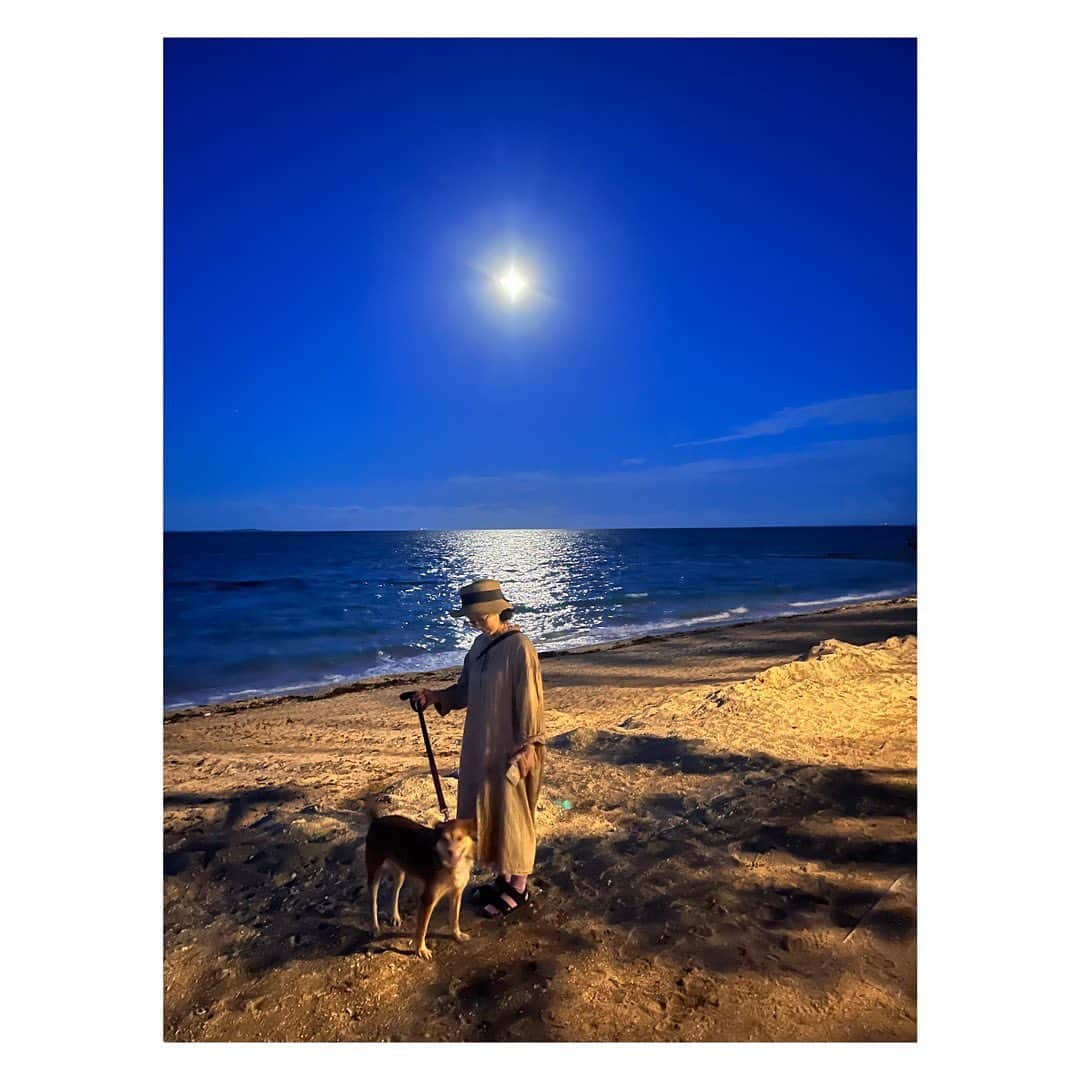 田辺あゆみさんのインスタグラム写真 - (田辺あゆみInstagram)「🏝️ 以前住んでいた家からいちばん近かったビーチ。 このビーチは観光客が来ることは少なく、地元ファミリー、おじいおばあの憩いの場なのです。  夕方からゆるゆると、タコス食べたりしながら過ごしていると、 @noki_cake  のロールケーキがやってきたあ〜😭🫶 海を見ながらロールケーキと美味しいコーヒーだなんてねえ🥹  そのうち月🌕も出てきて。 この日は旧盆の中日、ナカヌヒーでした。」9月7日 16時02分 - _ayumitanabe_