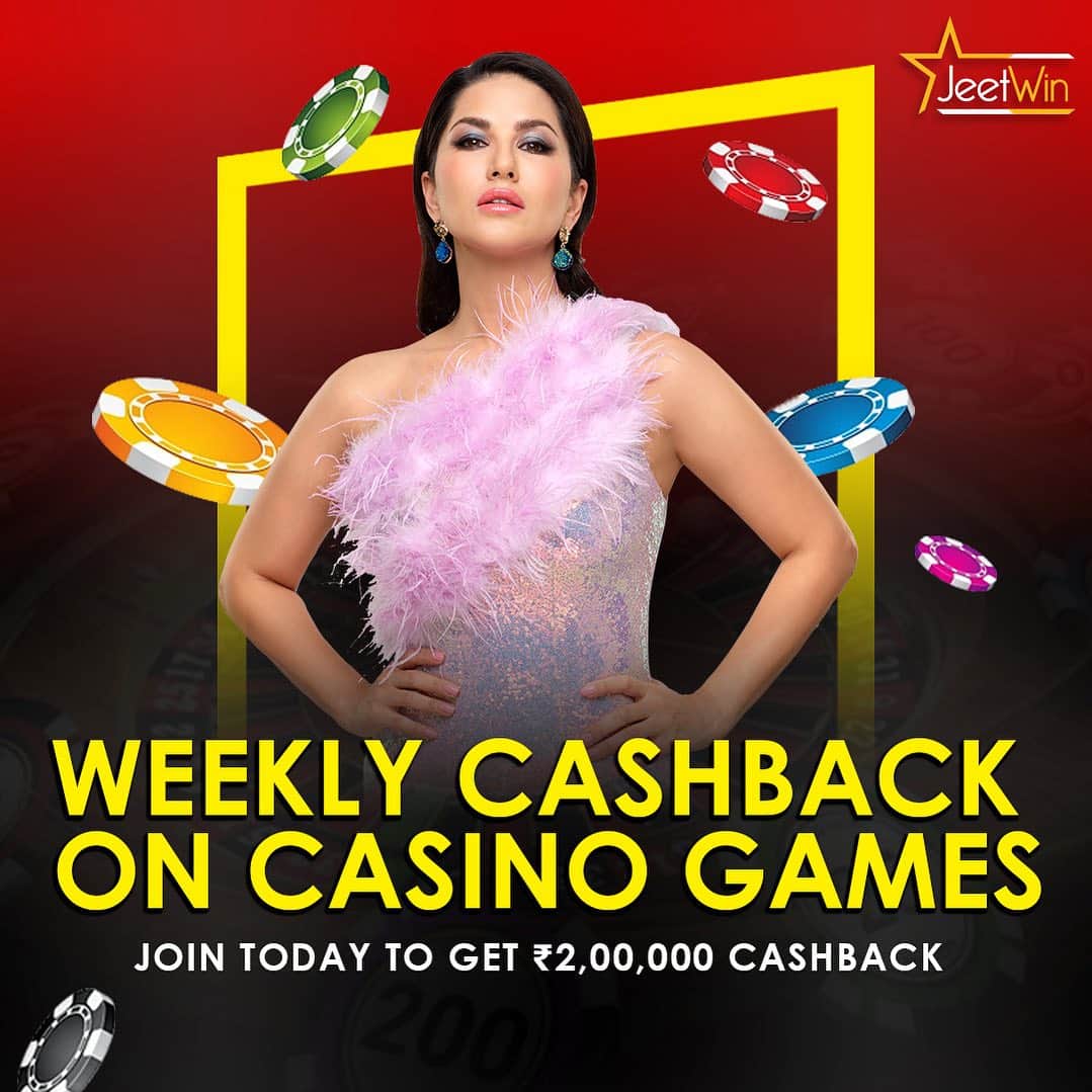 サニー・レオーネのインスタグラム：「Weekly Cashback Bonanza. Join @jeetwinofficial today to get ₹2,00,000 in weekly cashback on Casino games. Play big and win Big!  Join today via the link in my story  #Jeetwin #Sunnyleone #Cashback #Bonus」