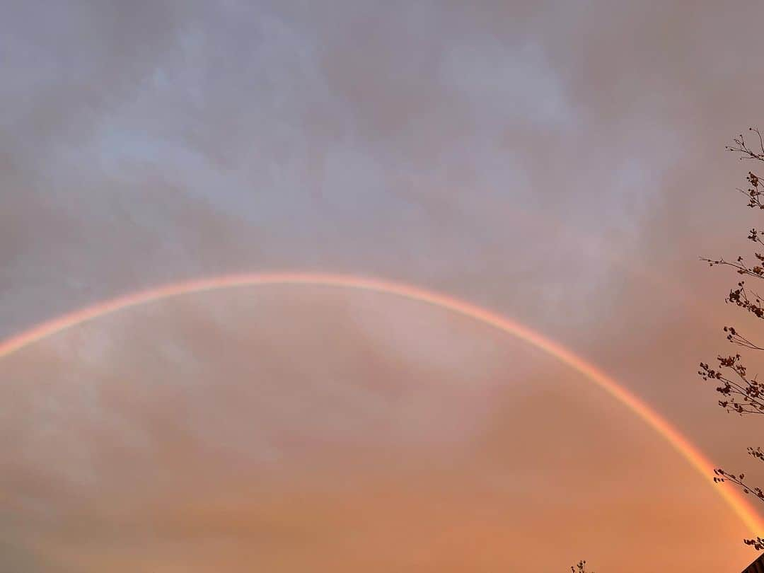 藤代有希さんのインスタグラム写真 - (藤代有希Instagram)「ダブル虹🌈🌈 生まれて初めて肉眼でダブル虹をみたかも😇  異なった色が並んで美しい虹🌈  異なるものが喧嘩することなく、自然と調和していく様子。  美しいです🙏  人間も虹のように在れたらもっと楽なのにねぇ。😊  #空  #虹 #ダブル  #ダブル虹  #台風  #調和 #ヨガ  #瞑想」9月7日 17時19分 - yukifujishiro_official