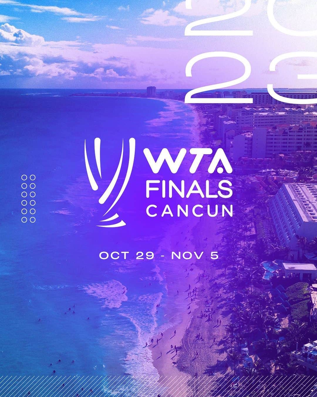 WTA（女子テニス協会）のインスタグラム：「Confirmed ✅  Cancun, Mexico will host the 2023 season-ending WTA Finals from October 29th to November 5th 🇲🇽  #WTAFinals」