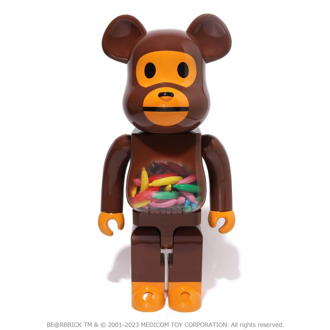 ア ベイシング エイプのインスタグラム：「The upcoming BABY MILO® x BE@RBRICK features BANANA in the belly! A limited number of new products will be available to commemorate the 30th anniversary. From A BATHING APE®'s popular character "BABY MILO®" comes a new "BANANA Ver." BE@RBRICK, available in limited quantities.  This highly anticipated product will be available at BAPE.COM and at authorized A BATHING APE® stores from Saturday, September 9th.  @medicom_toy   #bape #babymilo #bearbrick  #medicomtoy #bape30」