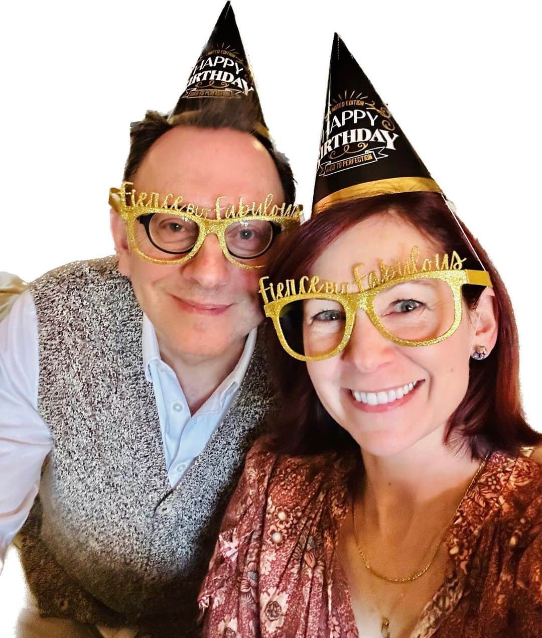 キャリー・プレストンのインスタグラム：「Happy Birthday to my one and only, the love of my life, the fiercely talented and fabulously wonderful, brilliant, funny lil husband of mine @officialmichaelemerson 🎉」