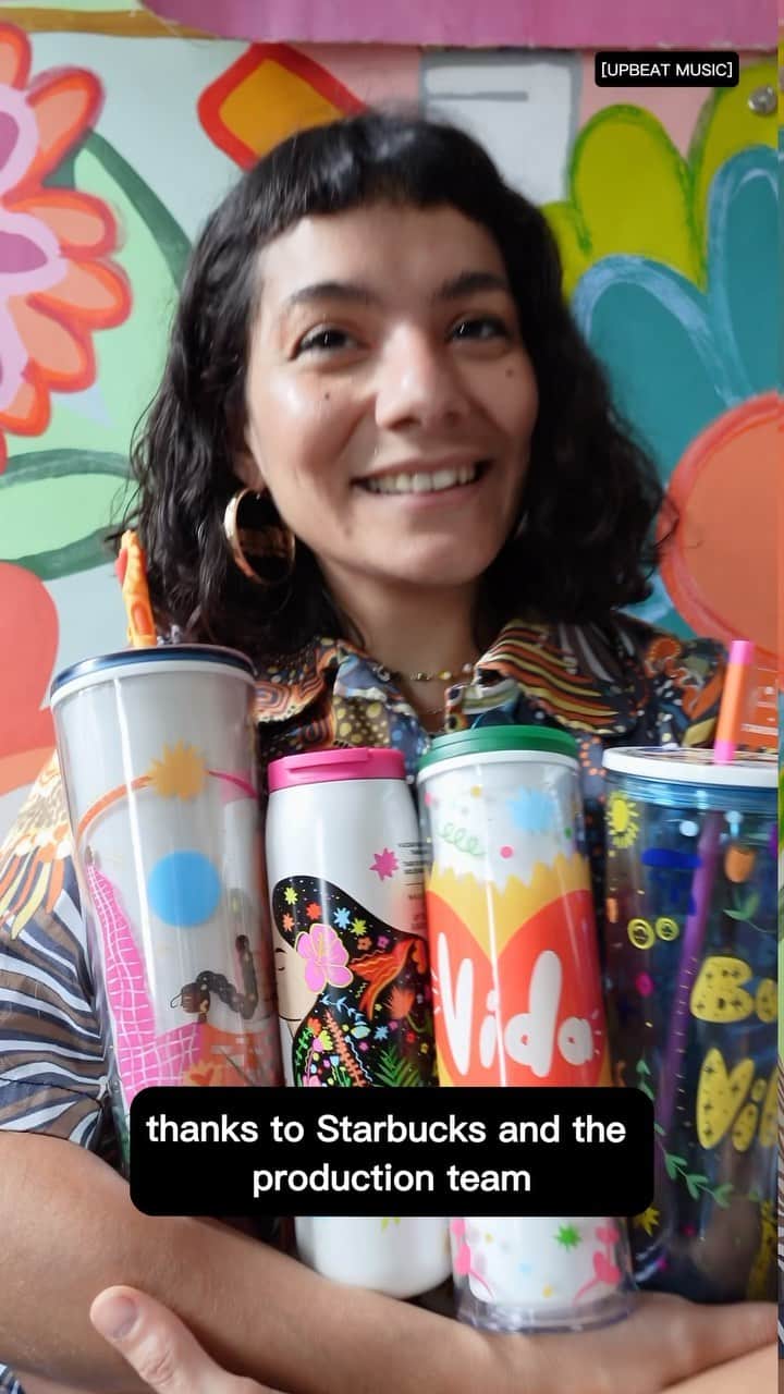 Starbucksのインスタグラム：「Cheers to creativity and community. 💖 Find @lazybeamarte’s Artist Collaboration Series in U.S. stores for a limited time, while supplies last.」