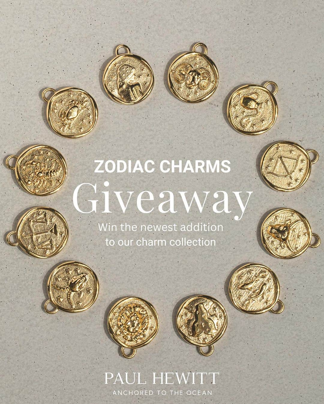 PAUL HEWITTのインスタグラム：「✨⭐️ WIN 1 OUT OF 12 ZODIAC CHARMS   Today we are welcoming new Charms to our ongoing Charm Collection. ✨ Say hi to all Zodiac Signs which symbolize your cosmic personalities in a unique way and narrate your personal stories. You can win 1 out of 12 Zodiac Charms.   ⭐️All you have to do is 1. Follow @paul_hewitt 2. Share this post in your story 3. Tell us your zodiac sign and tag a friend (multiple entries possible)  The winners will be chosen at random and notified via DM on September 14th.  To participate you must be a resident in Germany and at least 18 years old. This giveaway is in no way sponsored, associated or affiliated with Instagram, META or Facebook. Legal recourse is excluded. There is no guarantee and no cash payment of the prize. The winning data will not be passed to third parties and will only be used for sending the prize.   #PaulHewitt #zodiacjewelry #zodiaccharm #giveaway #jewerlygiveaway」