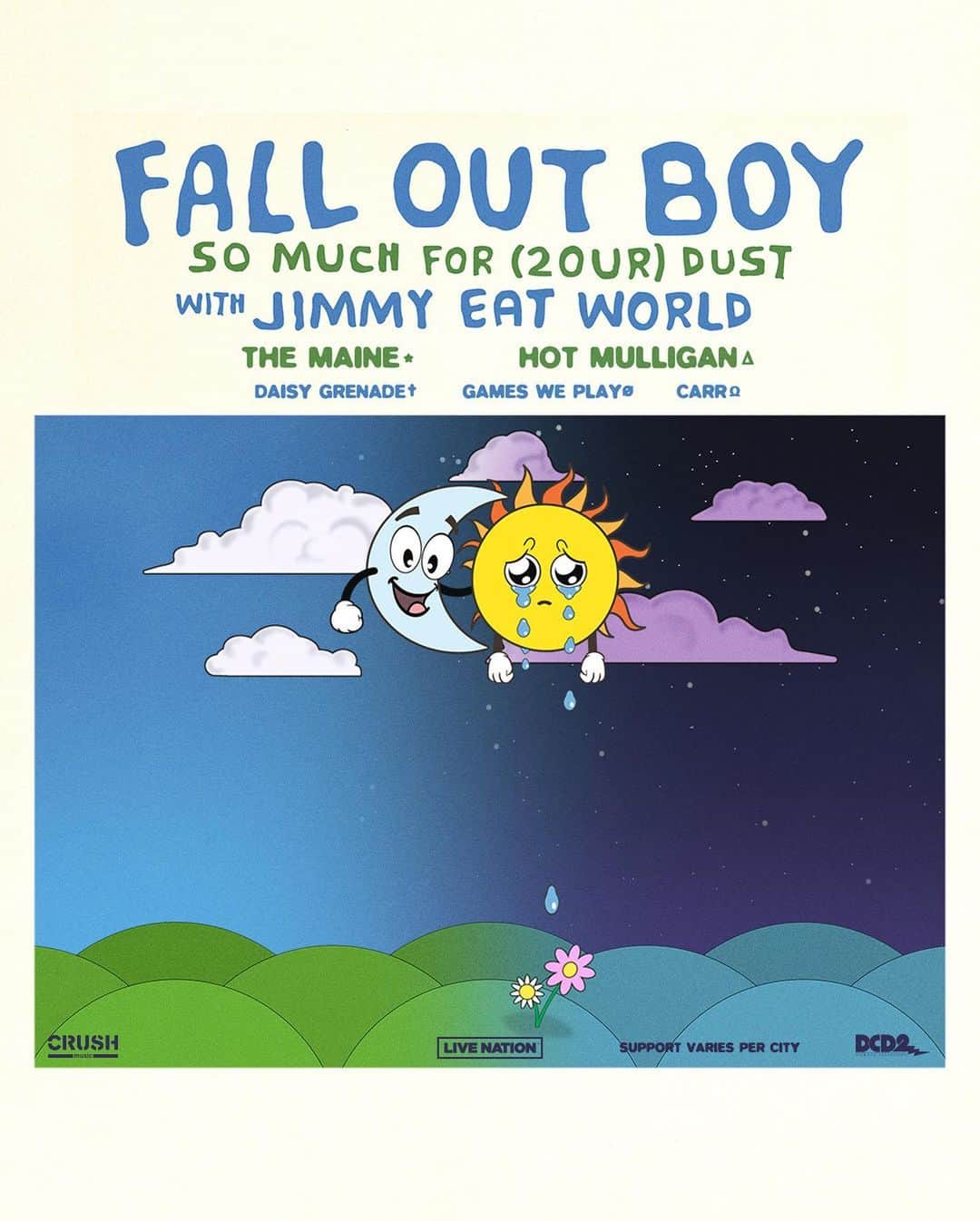 のインスタグラム：「✨ the sequel has arrived ✨ So Much For (2our) Dust is coming back around to the US next year.   This time we’re bringing @jimmyeatworld on the whole tour plus @themaineband, @hotmulligan, @daisygrenade, @gamesweplay, and @carrmusic on select dates.  mailing list pre-sale starts next wednesday, 9/13 at 10am local. code will be sent around 7pm ET on 9/12 so sign up before then - link in bio.  general on sale is Fri, 9/15 at 10am local.」