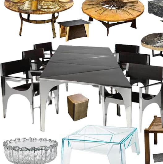 レクレルールのインスタグラム：「For Paris Design Week, LECLAIREUR hosts the exhibition “Tables, a model from Surface to Volume” which under the artistic direction of Amine Amharech (@eon.plus) reunites a selection of pieces from the collection composed by Armand and Martine Hadida over the years.   The exhibition questions the table’s utility and form, entrusting to the care of artists and designers the interpretation of this object which becomes from turn to turn organic, sculptural, conceptual; a true exercice of Architecture and Design.   10 Rue Boissy d’Anglas 75008 Paris   #LECLAIREUR #ParisDesignWeek #Artist #Designer #Collectible #Table #DrsignerTable #Exclusive #HomeDecor #Rare #PhilippeHiquily #PhilipKelvinLaverne #MarioBellini #PiaManu #Fornasetti #PaulEvans #DonDrumm #BenStorms #Yoshioka #TarekShamma #AnnDemeulemeester #AlineHazarian #Amused_by_design #Arzen #JonasFernandoPires @parisdesignweek」