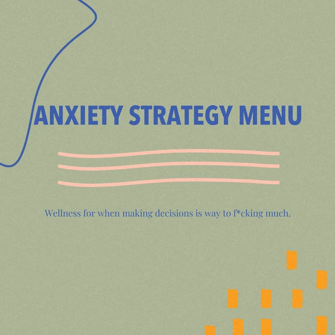 アシュリー・ワグナーのインスタグラム：「First up: strategy menus. By the time I feel anxiety or like I’m overwhelmed I have all of a sudden forgotten anything that I like to do to make myself feel better. I sourced some tried and true methods that are backed by research, because you shouldn’t just take advice from one stranger on the internet ❤️」
