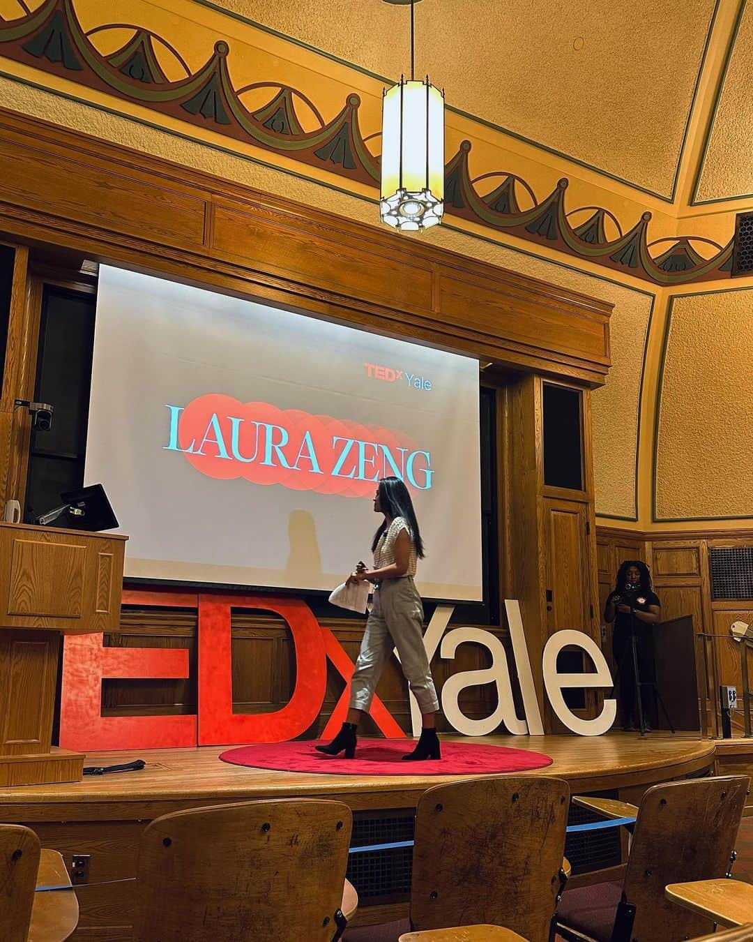 ローラ・ゼンのインスタグラム：「Last spring I had the opportunity to give a TedTalk™️ at Yale, where I got to share my story and spiel about some of my favorite things.   “Can’t choose, can’t lose” is about choice paralysis, identity crisis, and that time I answered the question “who are you besides gymnastics” with “I sometimes enjoy playing Settlers of Catan with my family”  link in bio for the full talk 🥰」