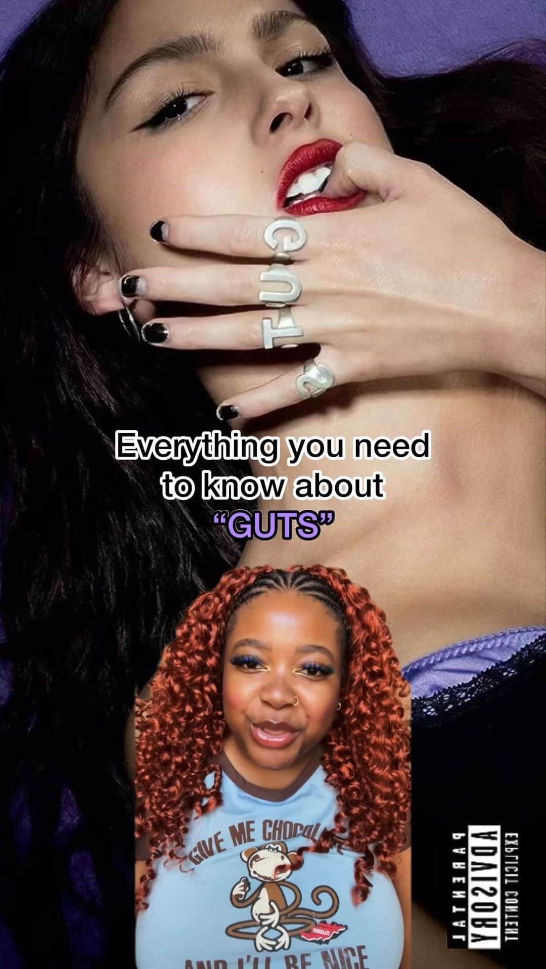 Teen Vogueのインスタグラム：「Happy “Guts” Eve! 💜 Here’s everything you need to know about #OliviaRodrigo’s sophomore album ahead of its release tomorrow. ✨ Head to the #linkinbio for more.   (🎥: @fatangryblackgirl)」