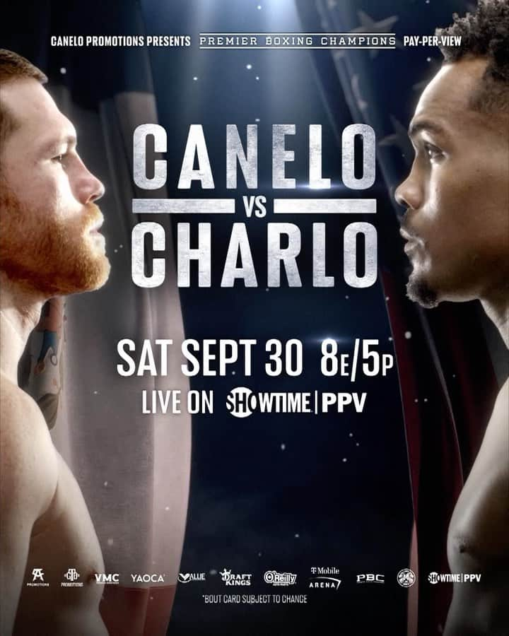 サウル・アルバレスのインスタグラム：「Watch me make history again on Sep 30 on @ShowtimeBoxing PPV👑 #CaneloCharlo」