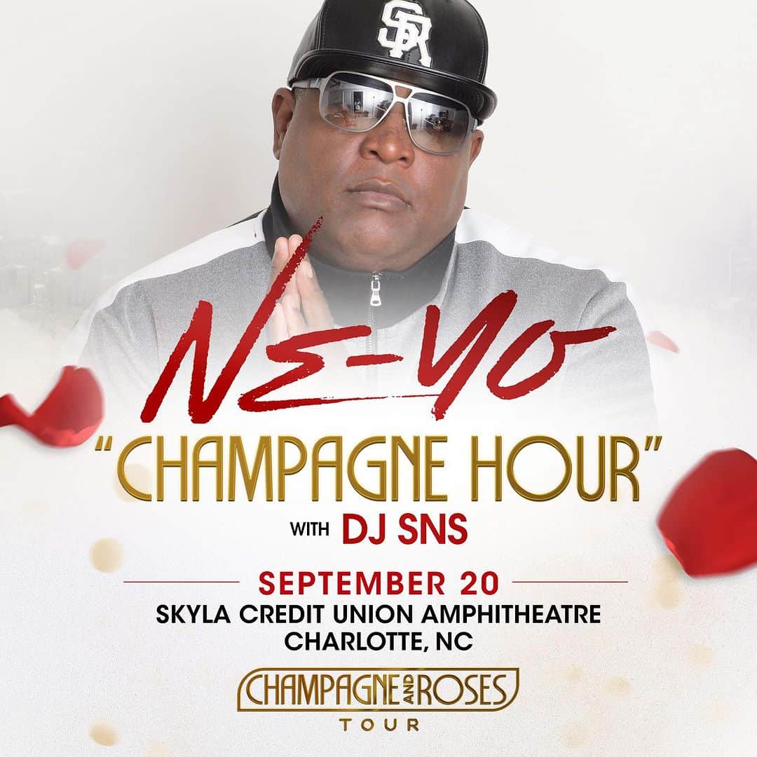 NE-YOのインスタグラム：「THIS IS FOR THE GROWN N SEXY! INTRODUCING THE "CHAMPAGNE HOUR"! 🍾   We're partying all night at my #ChampagneAndRoses Tour with @marioworldwide & @pleasurep. 🥂🌹 Don't miss the #CHAMPAGNEHOUR featuring some of your favorite DJs when doors OPEN!  If you still don't have tickets, hit link in bio NOW!」