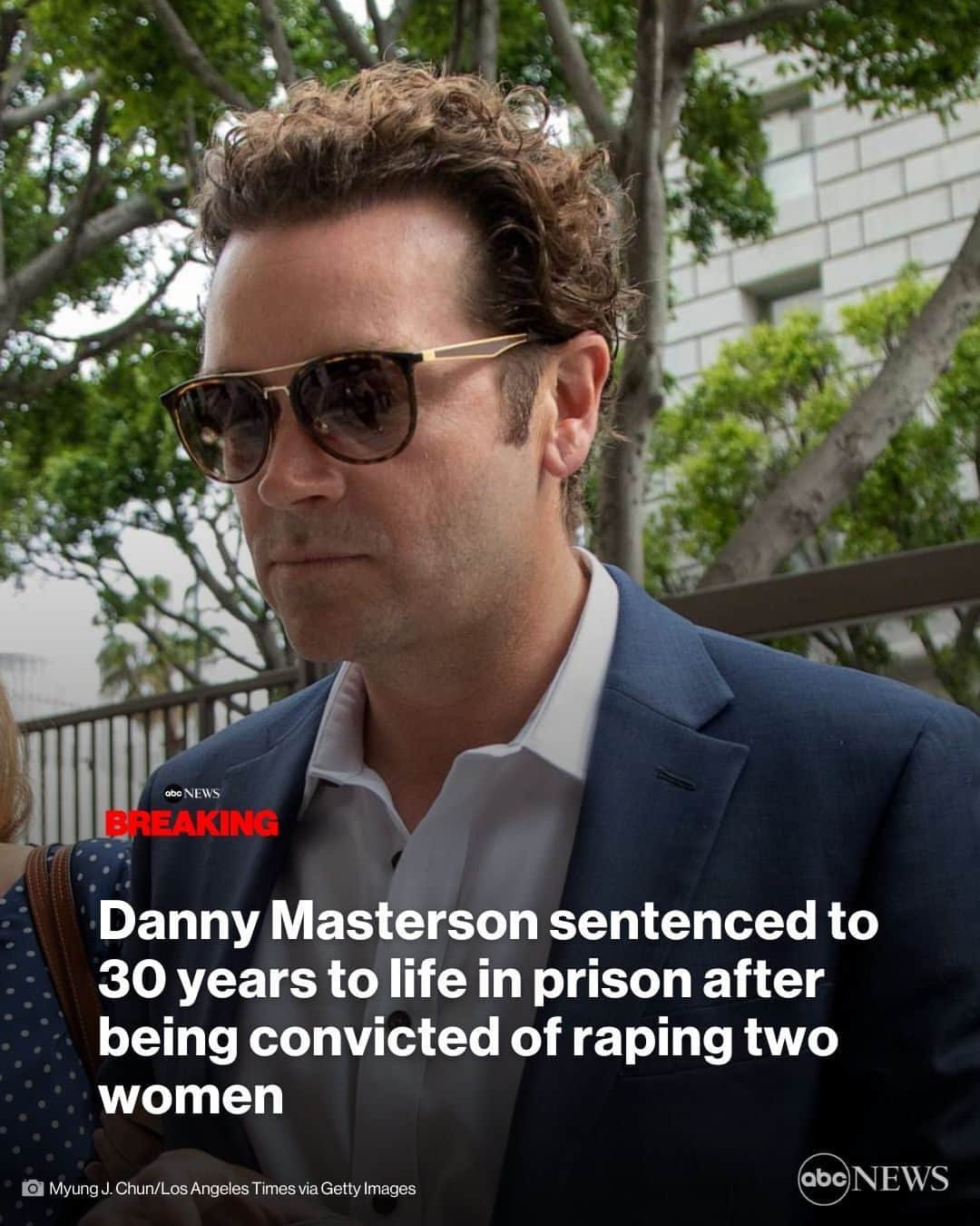 ABC Newsのインスタグラム：「BREAKING: Actor Danny Masterson has been sentenced to 30 years to life in prison for the rapes of two women two decades ago.  Los Angeles Judge Charlaine Olmedo handed down the sentence to the 47-year-old Masterson at a hearing on Thursday, saying, "Mr. Masterson, you are not the victim here. Your actions were criminal."  Masterson was convicted of raping two women at his Hollywood-area home in 2003.  Read more at the link in bio.」
