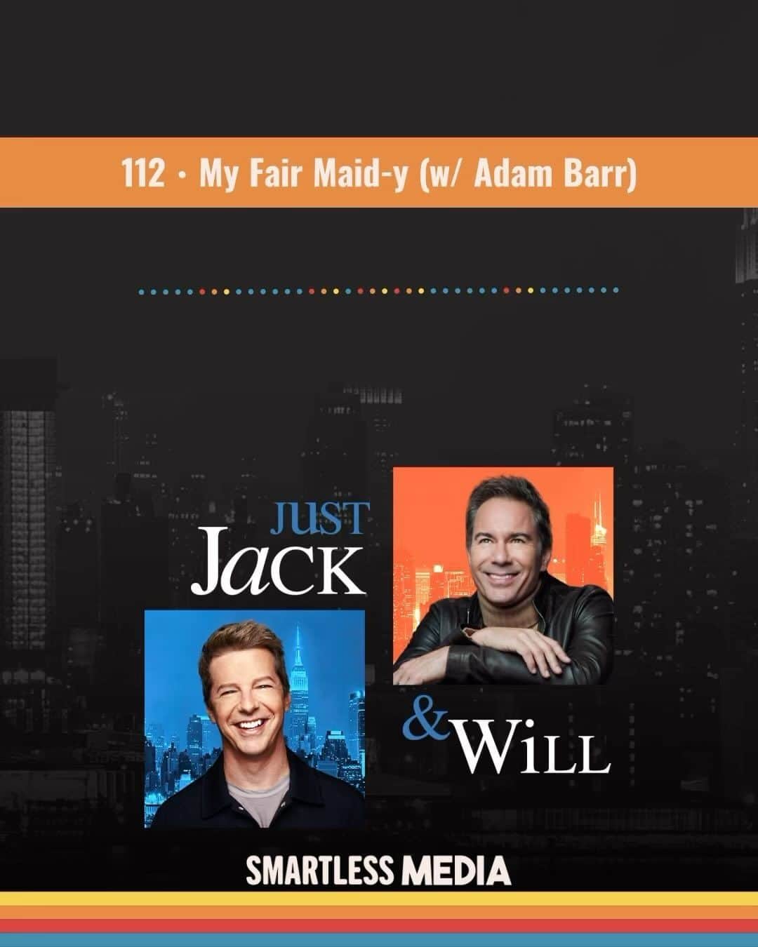 のインスタグラム：「We play name games on this week’s “Just Jack & Will”! Eric McCormack and I are joined by “Will & Grace” writer, Adam Barr. Listen using the link in bio.   This episode was recorded prior to the SAG-AFTRA strike on July 14th.  #SmartLessMedia #JustJackAndWill #SeanHayes #EricMcCormack #AdamBarr #WillAndGrace #WonderyMedia #AmazonMusic」