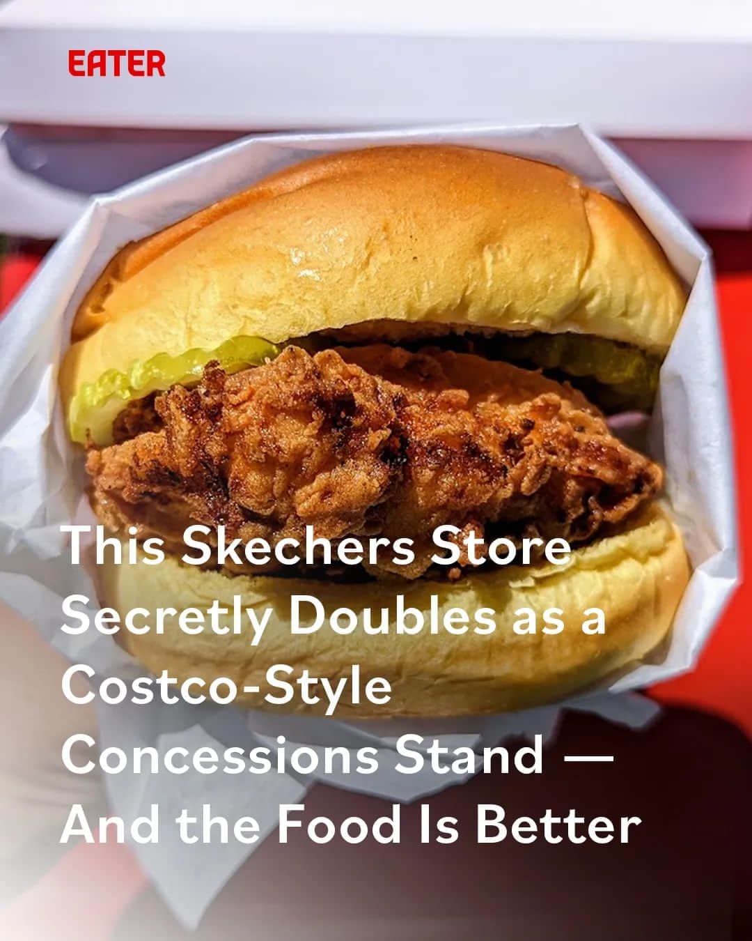 Eater LAのインスタグラム：「Have you heard there’s a food window at Skechers (@skechers)? It looks kind of like a Costco food court, it’s almost as cheap, and it doesn’t even require a membership. Park at the vast lot next to the warehouse-sized Skechers shoe store in Gardena, next to the intersection of the 110 and 405 freeways, and find that there’s almost always a line of people waiting at the Food Spot window for $2.50 cheese pizza slices, $2.50 Nathan’s all-beef hot dogs, and $5 double cheeseburgers.  Without too much fanfare, the Skechers food spot opened on May 3, 2023, serving classic American fast-food dishes at prices that feel shockingly low. The semi-secret project gives one of the shoe brand’s busiest retail stores an extra feature to go along with reasonably priced footwear: tasty, decently-cooked food that almost anyone could afford.  Read about the super-affordable spot, written by Eater LA lead editor Matthew Kang (@mattatouille), by clicking on the link in bio.」