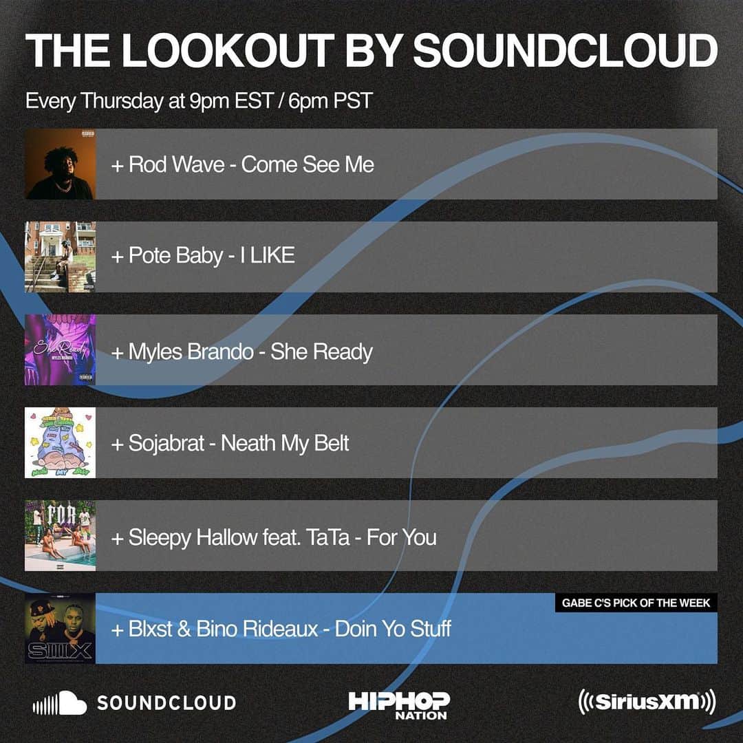 サウンドクラウドのインスタグラム：「Check out THE LOOKOUT by SoundCloud tonight on @hiphopnation (Channel 44) at 9PM EST. / 6PM PST. #TheLookout #SoundCloud #SoundCloudRadio #SiriusXM」