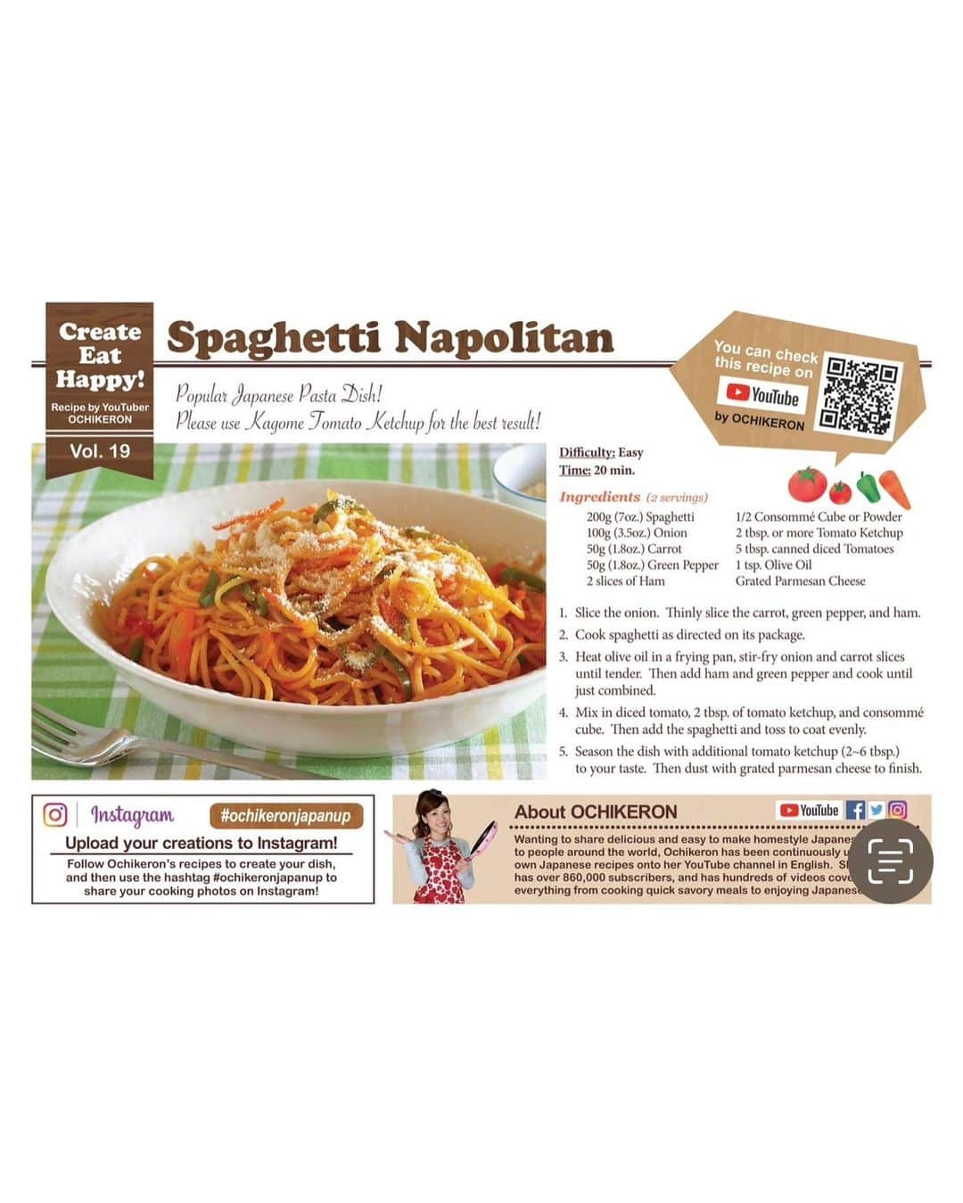 ochikeronさんのインスタグラム写真 - (ochikeronInstagram)「Do you know Spaghetti Napolitan? 🍝 It sounds like an Italian dish but it’s not. It is a typical Japanese ketchup pasta dish made at home and served at restaurants nationwide. No mistake. Kids love it 😋  Search Napolitan on my channel for ideas @ochikeron   BTW my daughter is wearing a dress I used to wear at her age. My grandma made it 🌻」9月8日 10時11分 - ochikeron