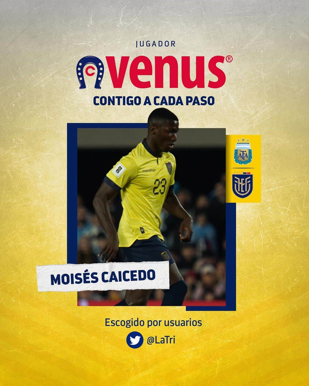 サッカー エクアドル代表チームのインスタグラム：「@moises_caicedo55 fue elegido como el jugador Contigo a cada paso de @zapatosvenusec.」