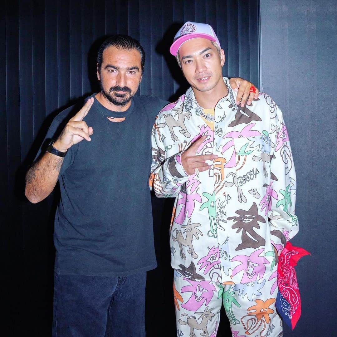 のインスタグラム：「Good to see you @other__matters 🤝✨  great night with friends🫶✨ Thanks for having me🤲 @palmangels  #PalmAngels」