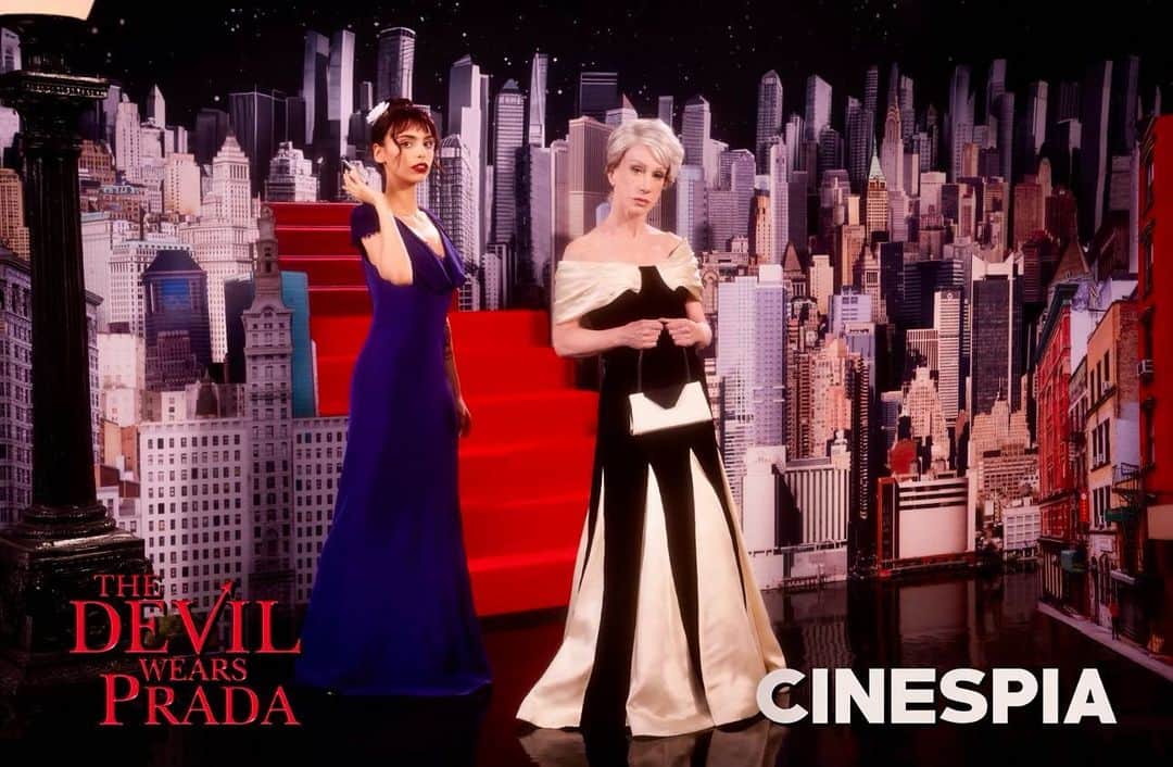 のインスタグラム：「That’s me a Miranda Priestly for the @cinespia Photo Booth! Fun!」