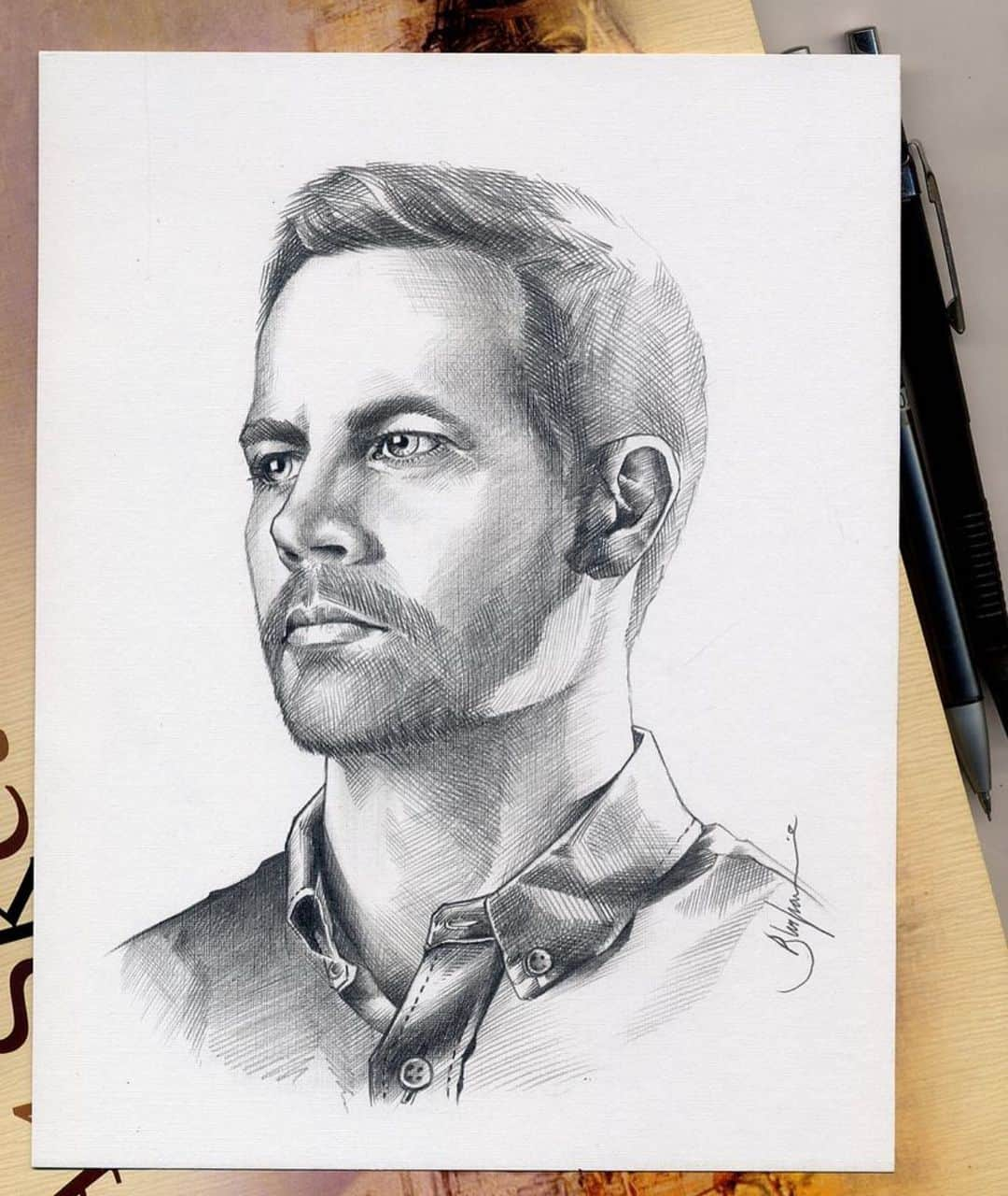 ポール・ウォーカーのインスタグラム：「Very cool sketch by @BurhaniAnnas. ✏️   Don’t forget to tag your tributes using #PaulWalkerArt as we share more in the future for #FanArtFriday! #TeamPW」