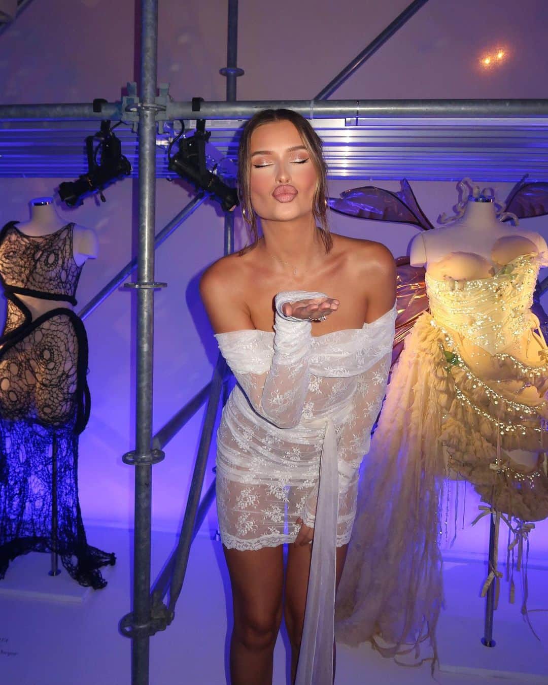 のインスタグラム：「@lexiwood spotted attending the Victoria's Secret The Tour Event this week looking positively angelic in a vintage D&G dress from What Goes Around Comes Around NYC」
