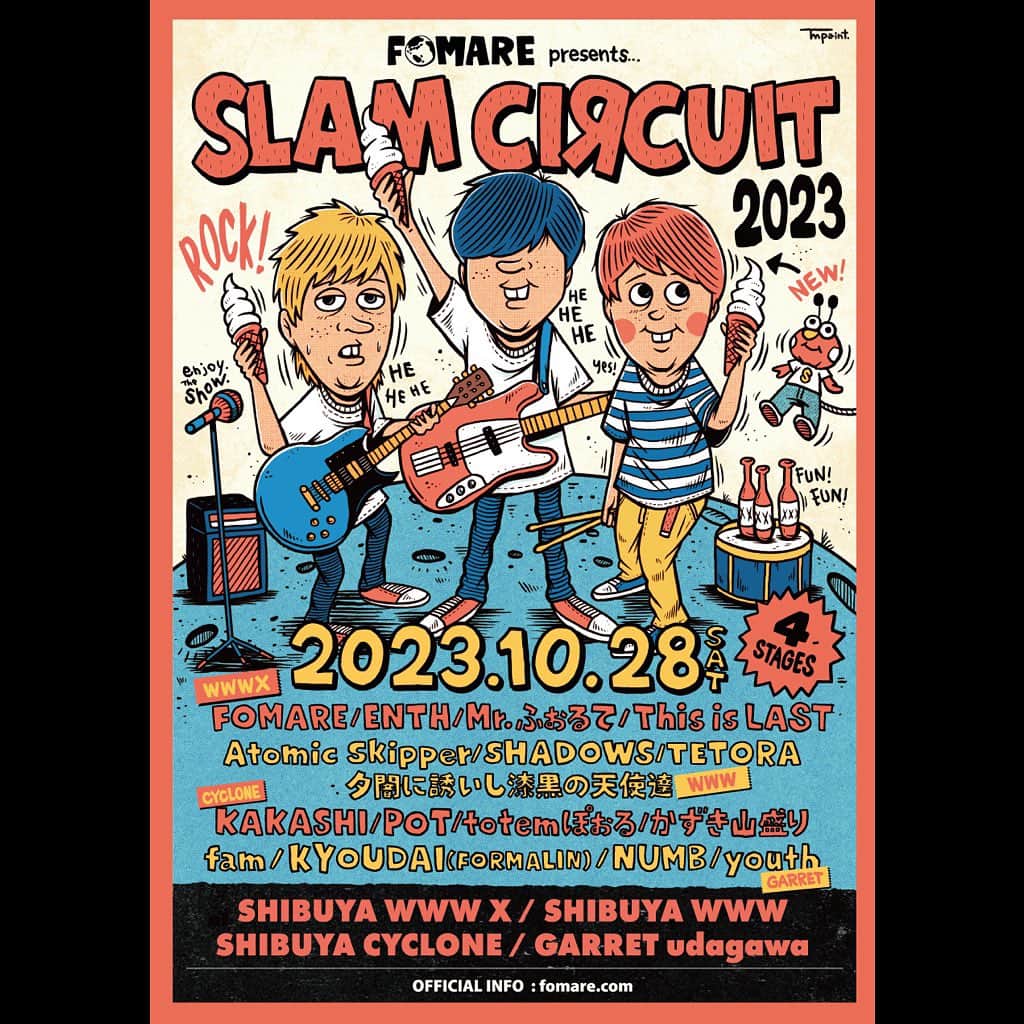 SHADOWSのインスタグラム：「【新規公演】 FOMARE presents SLAM CIRCUIT 2023出演決定！  日程: 10月28日(土)  会場: WWW X / WWW / SHIBUYA CYCLONE / GARRET udagawa  TICKETS:  https://w.pia.jp/t/fomare-slamcircuit2023/」