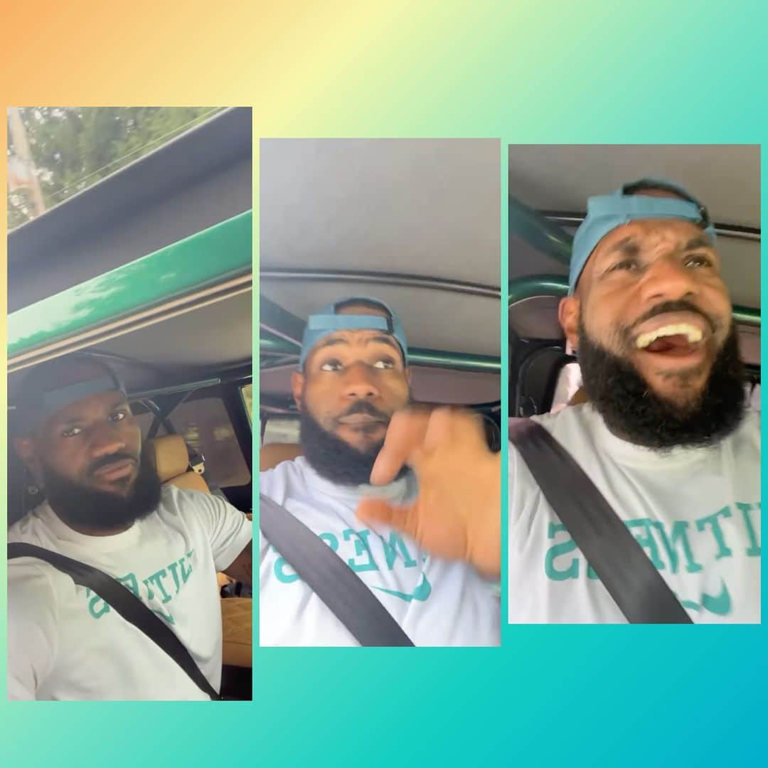 マイケル・ジャクソンのインスタグラム：「Basketball superstar LeBron James recently showed off his Michael Jackson fandom and posted on his Instagram “just cruising around with no care in the world!!!! MJ going strong and stank face on!!” while singing along to “This Place Hotel." Click story to see LeBron jam out to Michael.」