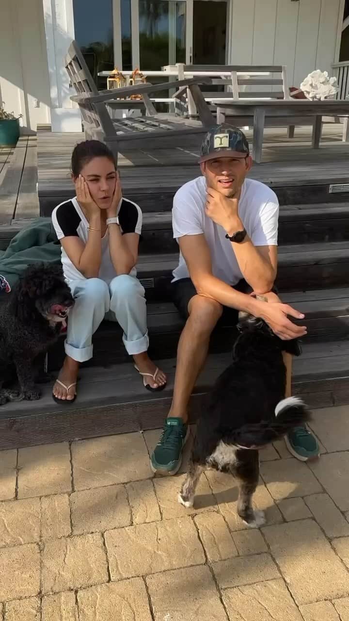 アシュトン・カッチャーのインスタグラム：「Mila’s idea to host on @airbnb was a huge success! Lucas, Katherine and Michael, we loved having you. Please leave a review unless it’s not a good one… #airbnbpartner」
